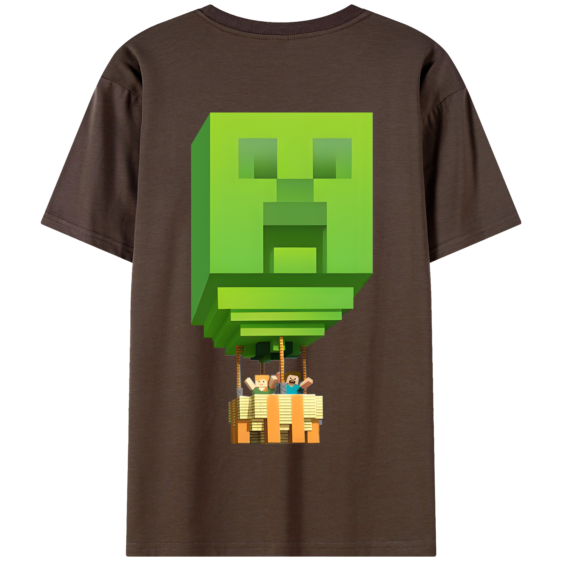 （画像用） マインクラフト ブロックの世界 Minecraft MC Block world 綿100％半袖Tシャツ（背面プリント）