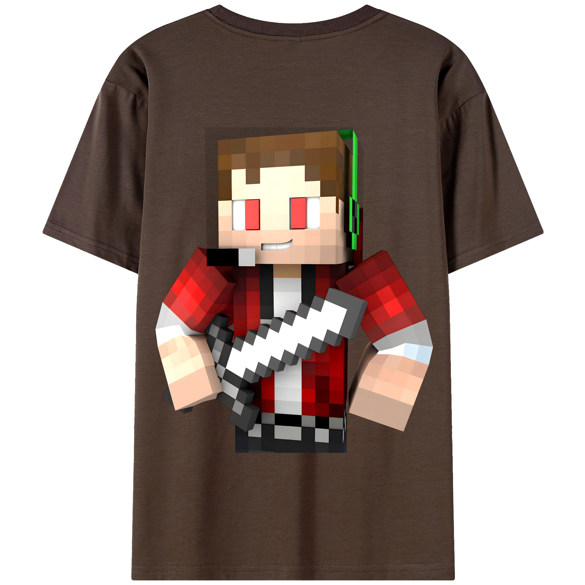 （画像用） マインクラフト ブロックの世界 Minecraft MC Block world 綿100％半袖Tシャツ（背面プリント）