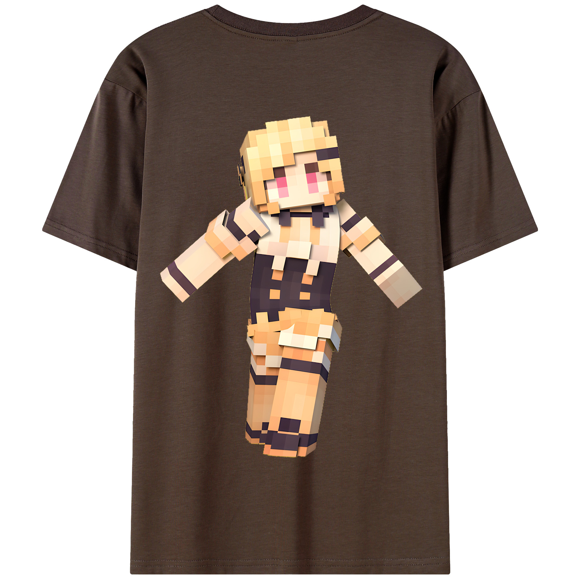 （画像用） マインクラフト ブロックの世界 Minecraft MC Block world 綿100％半袖Tシャツ（背面プリント）