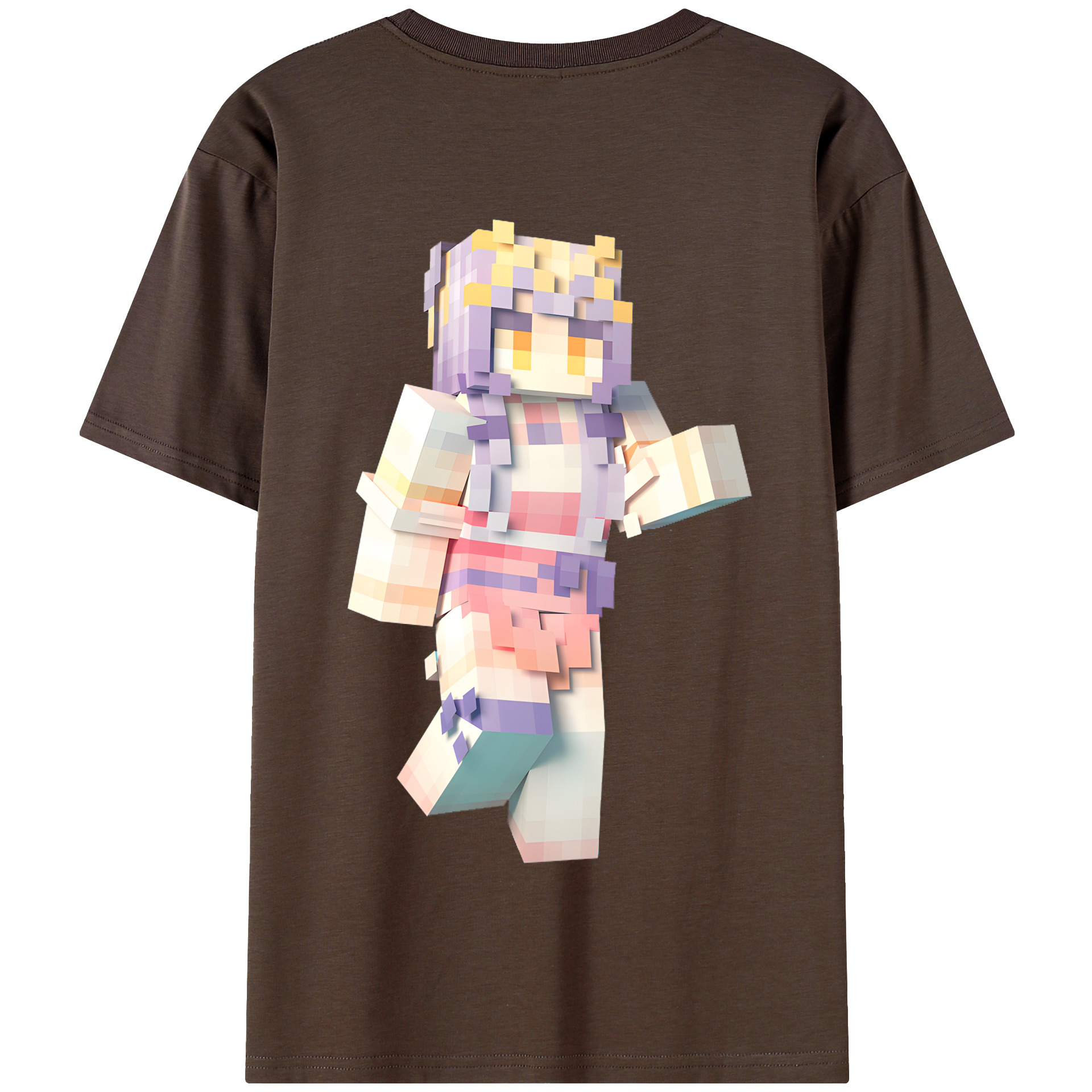 （画像用） マインクラフト ブロックの世界 Minecraft MC Block world 綿100％半袖Tシャツ（背面プリント）
