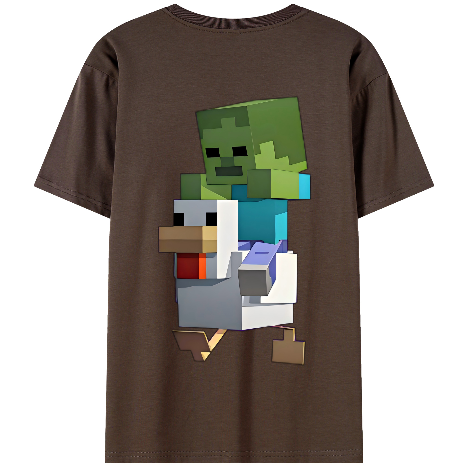 （画像用） マインクラフト ブロックの世界 Minecraft MC Block world 綿100％半袖Tシャツ（背面プリント）