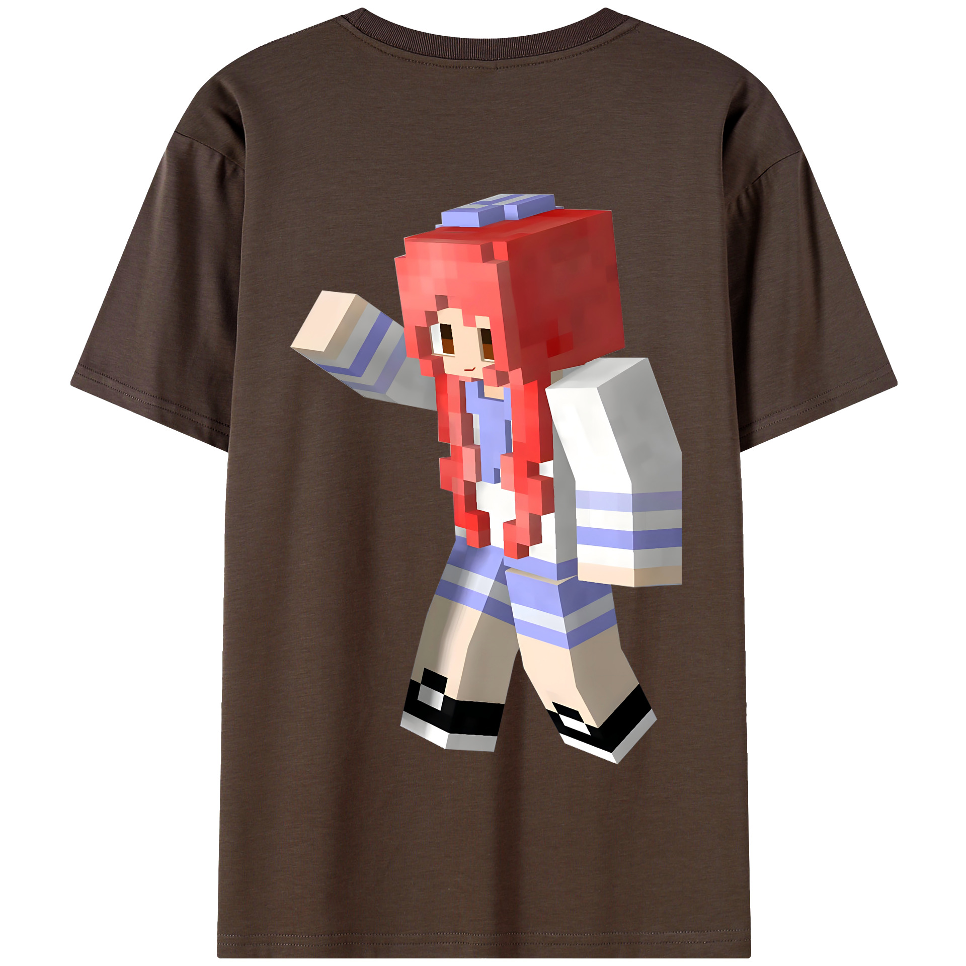 （画像用） マインクラフト ブロックの世界 Minecraft MC Block world 綿100％半袖Tシャツ（背面プリント）