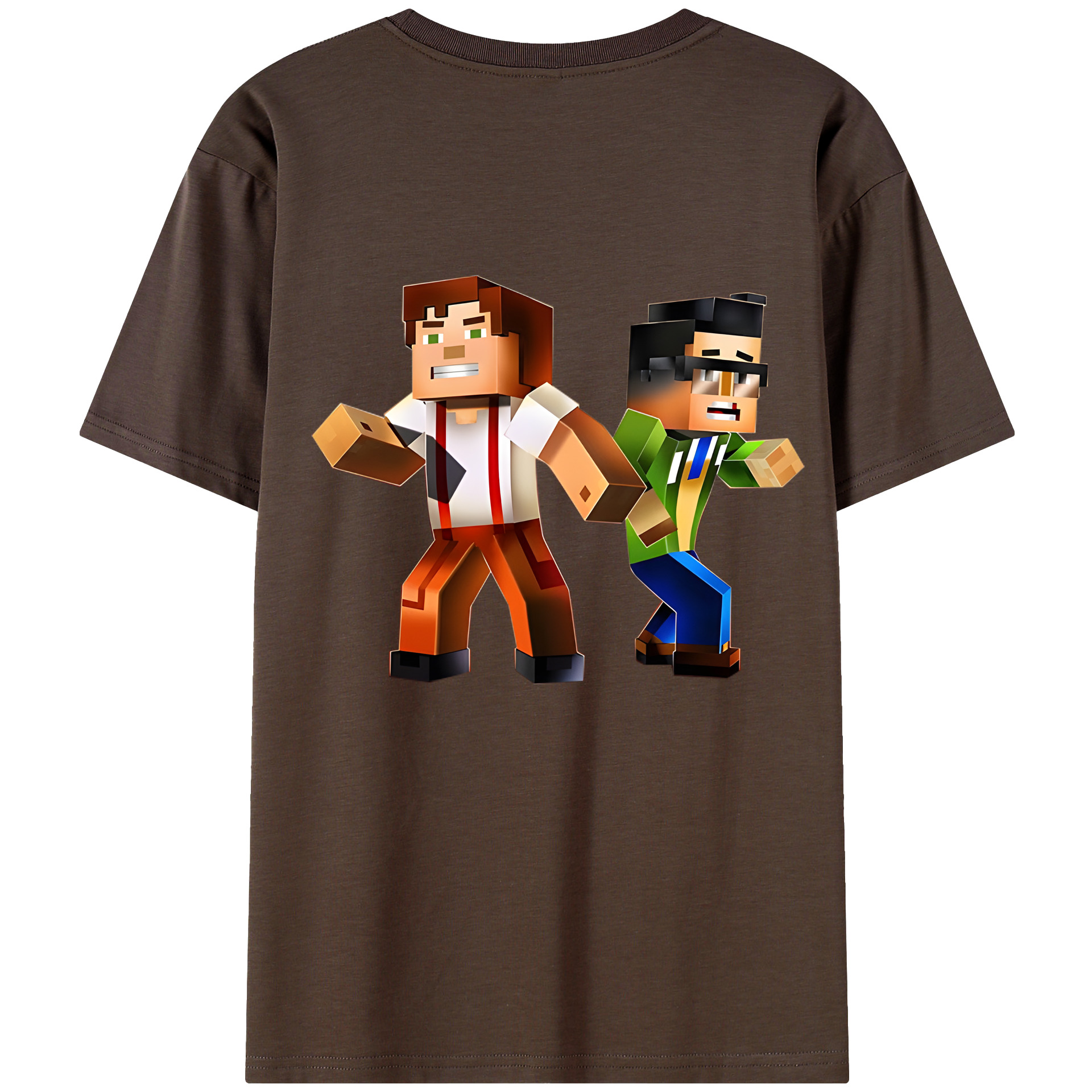 （画像用） マインクラフト ブロックの世界 Minecraft MC Block world 綿100％半袖Tシャツ（背面プリント）