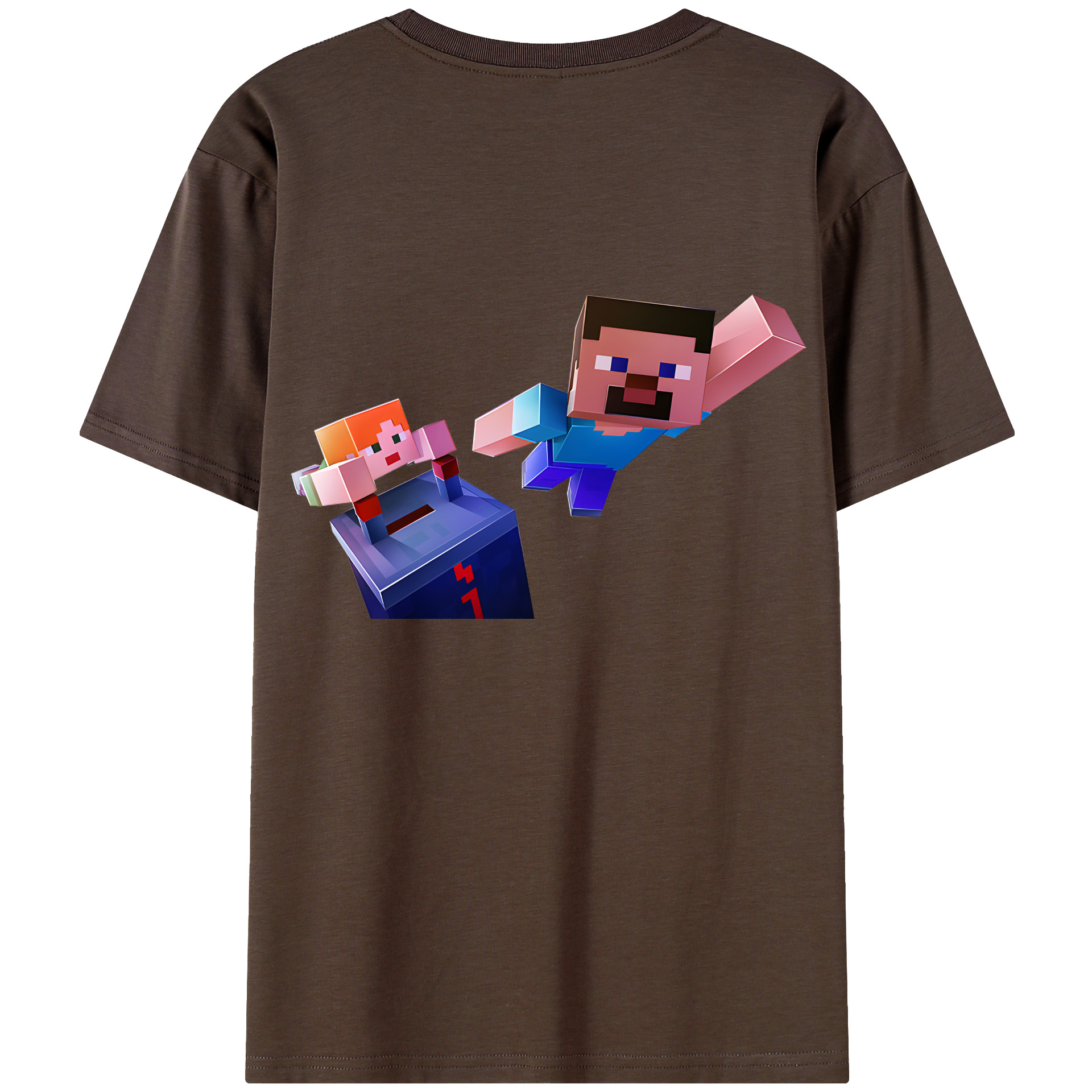 （画像用） マインクラフト ブロックの世界 Minecraft MC Block world 綿100％半袖Tシャツ（背面プリント）