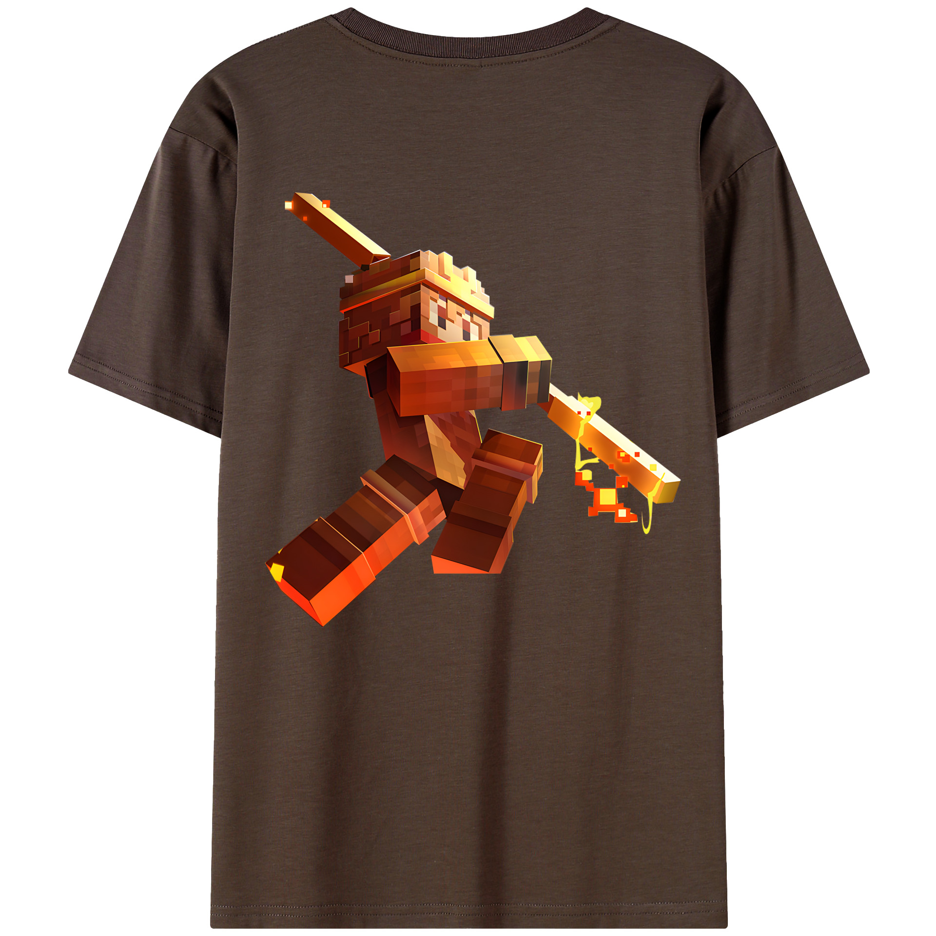 （画像用） マインクラフト ブロックの世界 Minecraft MC Block world 綿100％半袖Tシャツ（背面プリント）
