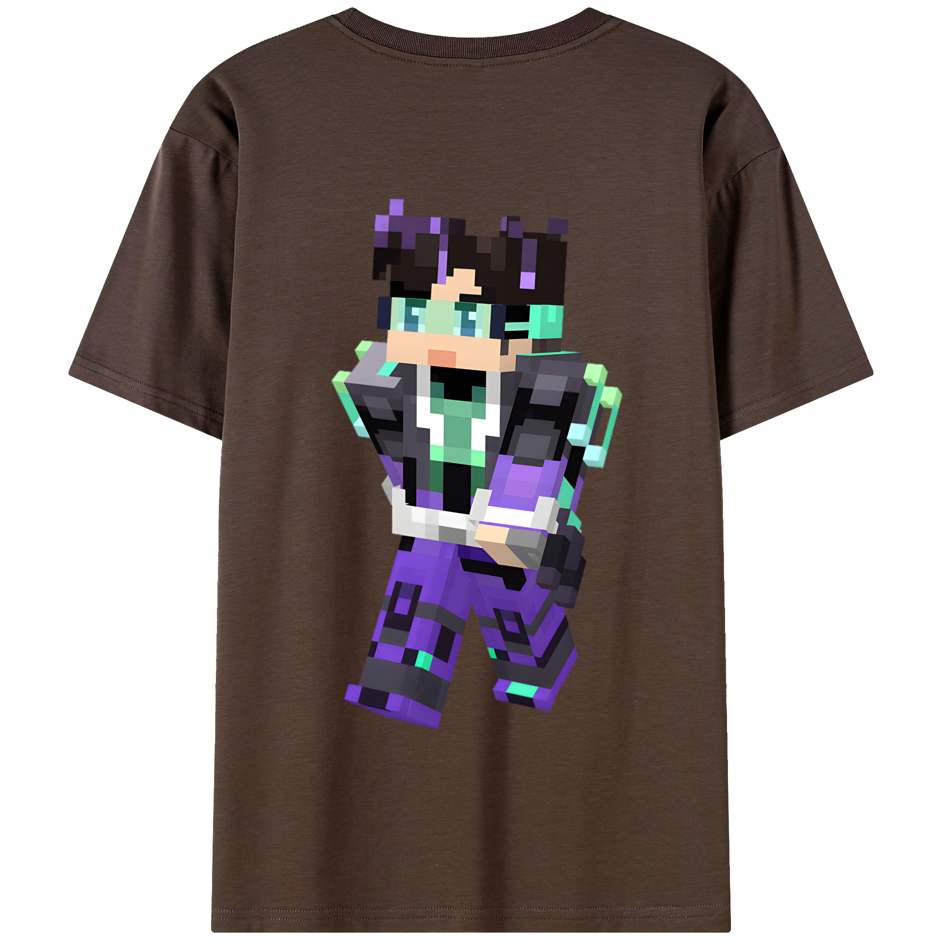 （画像用） マインクラフト ブロックの世界 Minecraft MC Block world 綿100％半袖Tシャツ（背面プリント）