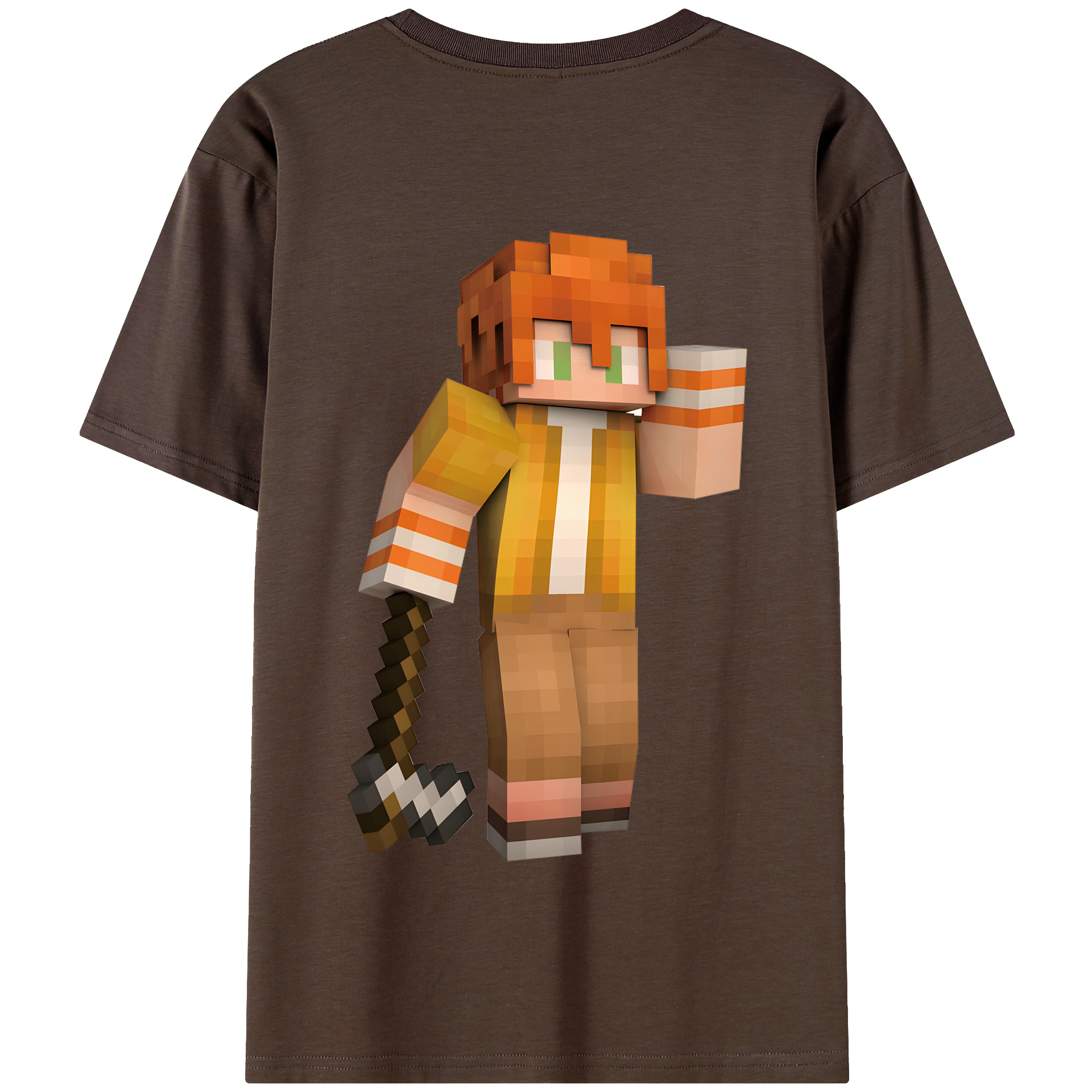 （画像用） マインクラフト ブロックの世界 Minecraft MC Block world 綿100％半袖Tシャツ（背面プリント）