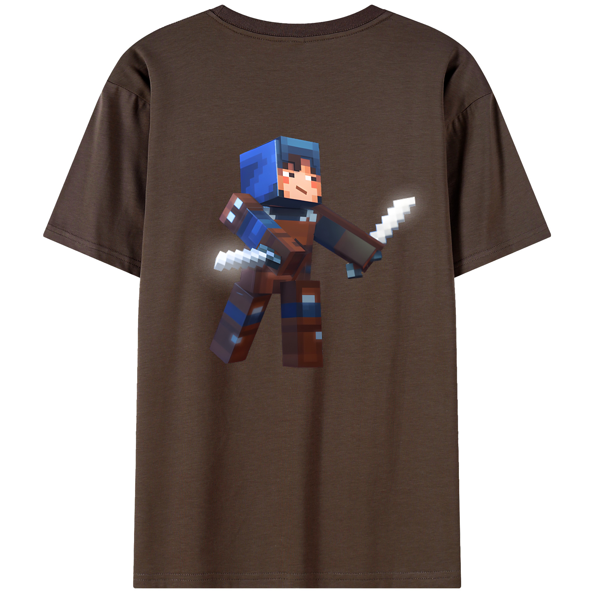 （画像用） マインクラフト ブロックの世界 Minecraft MC Block world 綿100％半袖Tシャツ（背面プリント）