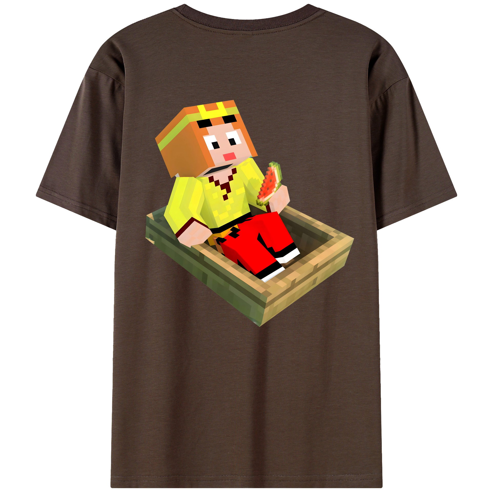 （画像用） マインクラフト ブロックの世界 Minecraft MC Block world 綿100％半袖Tシャツ（背面プリント）