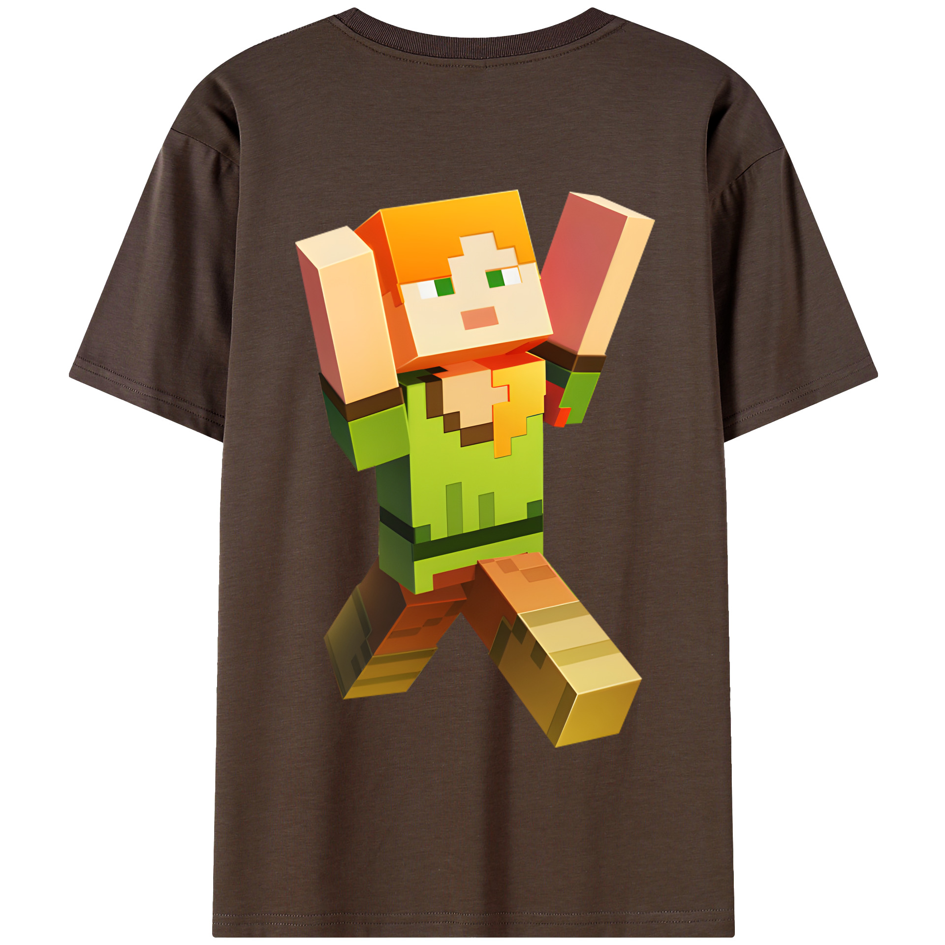 （画像用） マインクラフト ブロックの世界 Minecraft MC Block world 綿100％半袖Tシャツ（背面プリント）