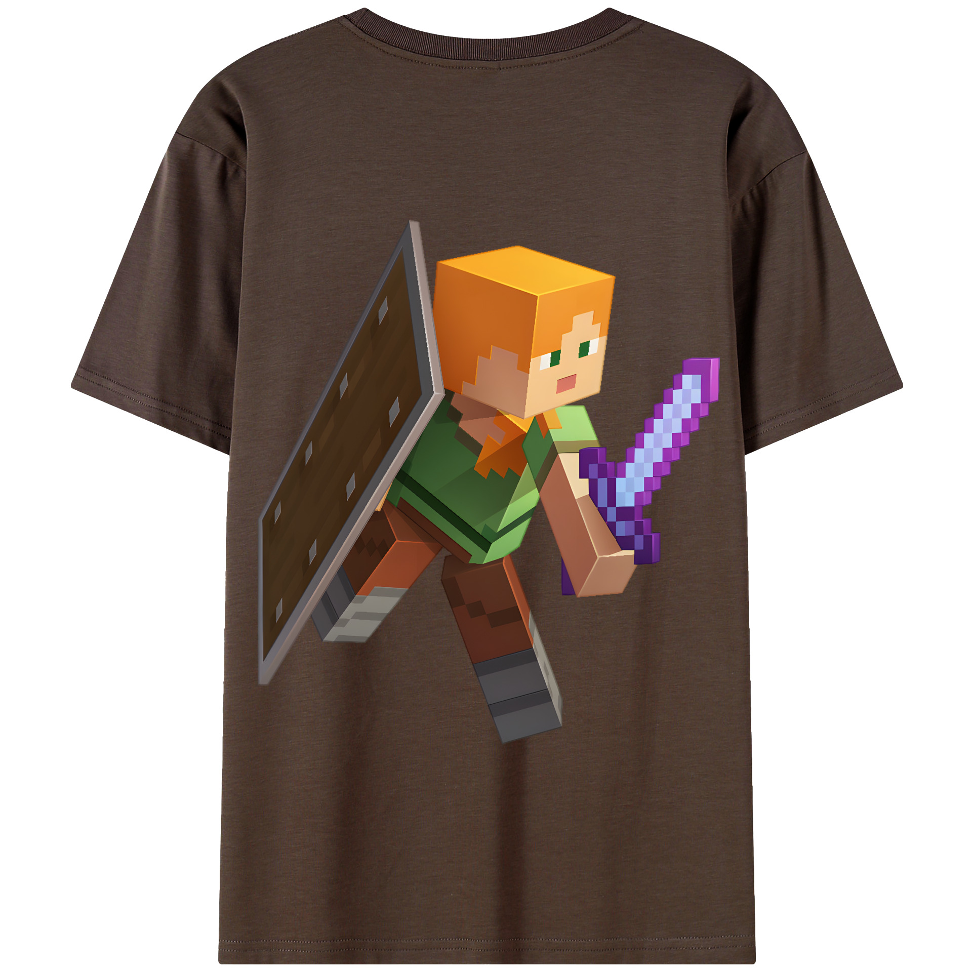 （画像用） マインクラフト ブロックの世界 Minecraft MC Block world 綿100％半袖Tシャツ（背面プリント）