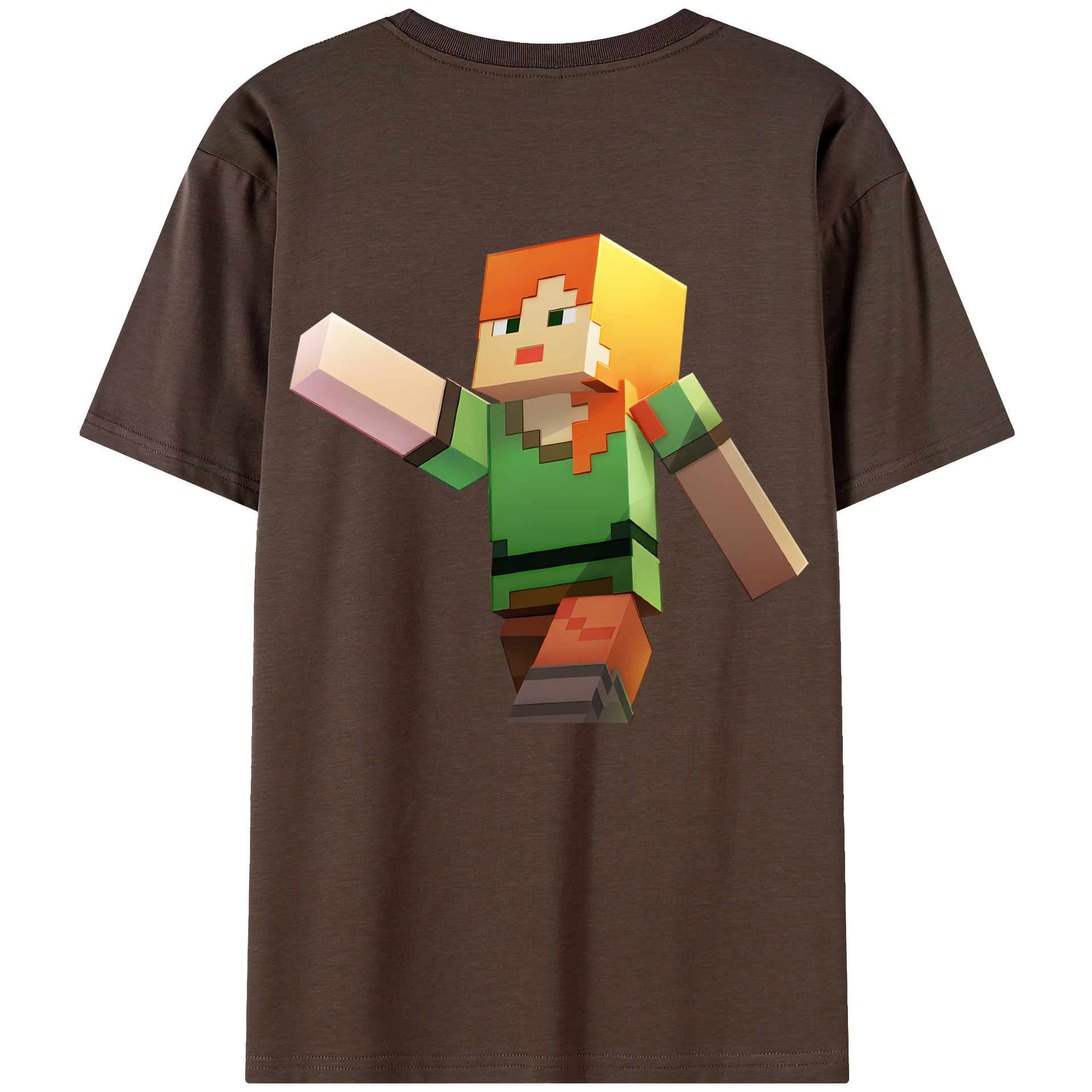 （画像用） マインクラフト ブロックの世界 Minecraft MC Block world 綿100％半袖Tシャツ（背面プリント）