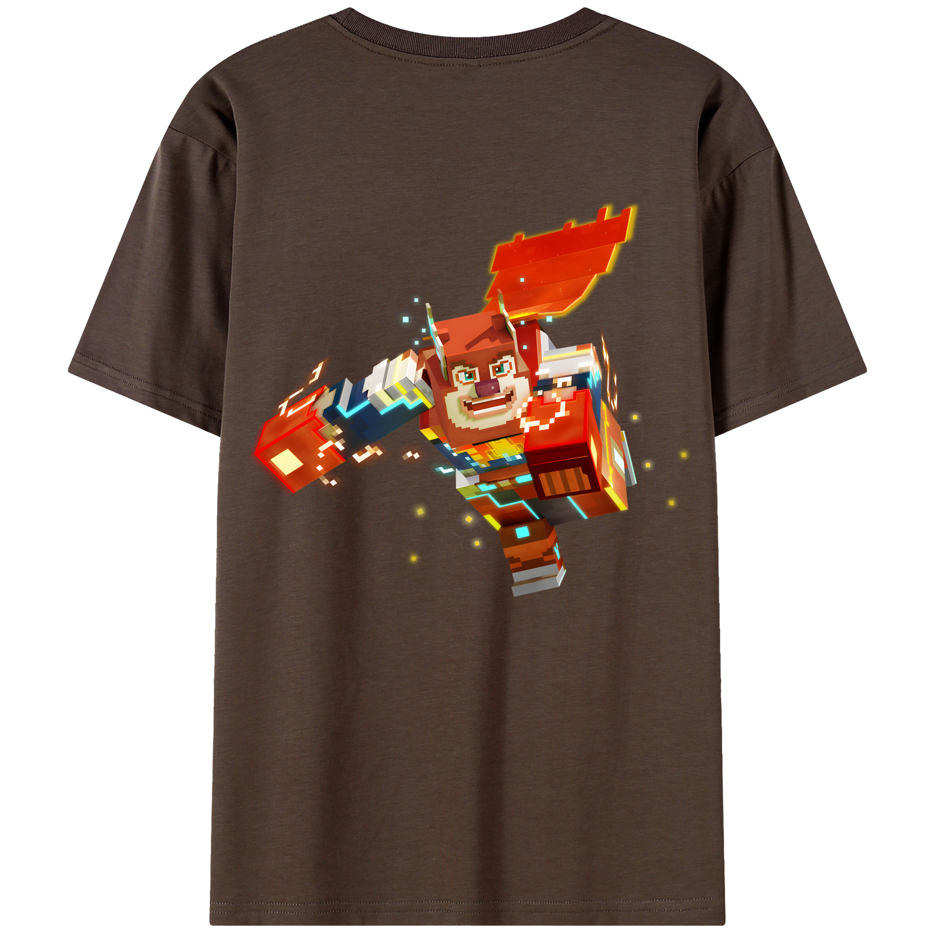 （画像用） マインクラフト ブロックの世界 Minecraft MC Block world 綿100％半袖Tシャツ（背面プリント）