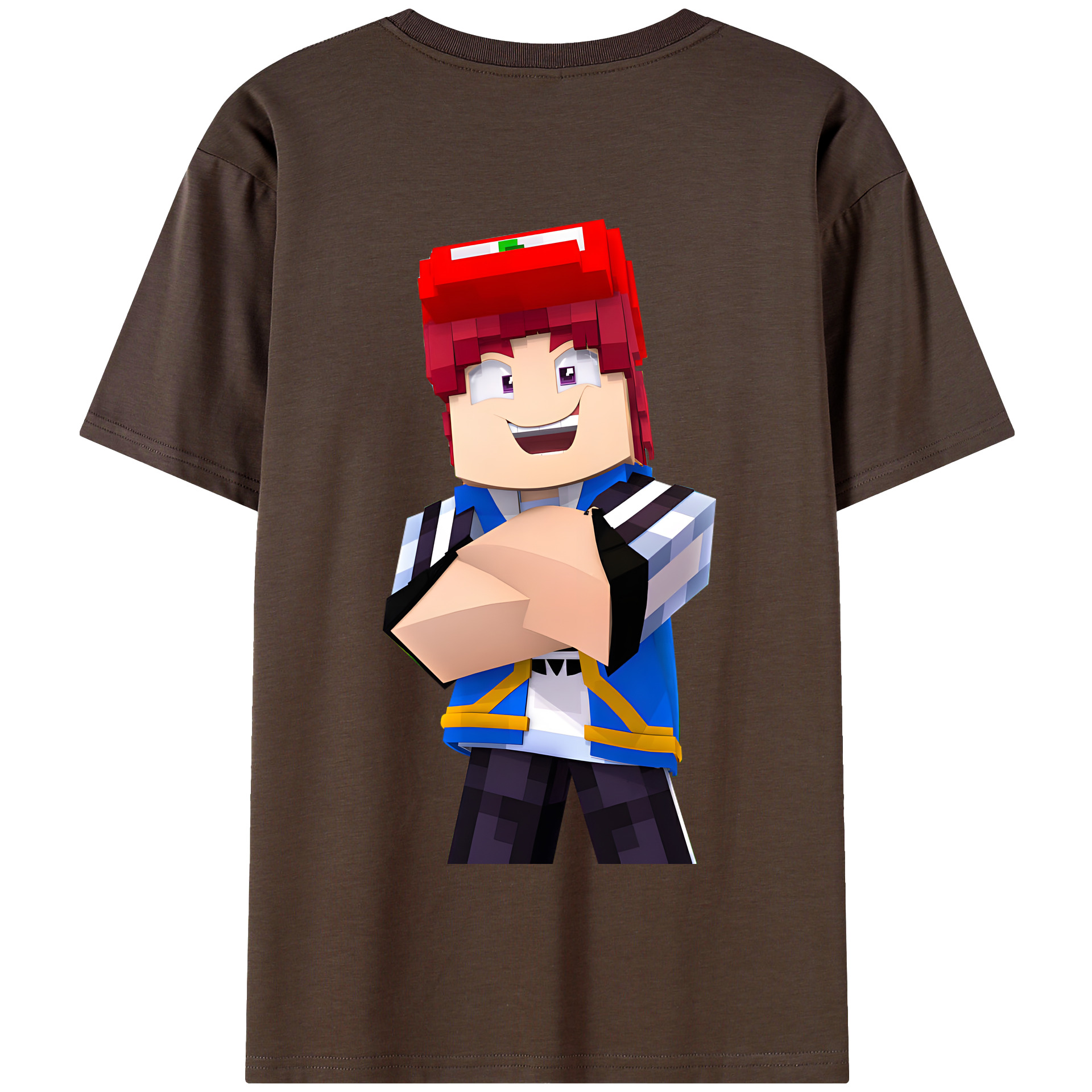 （画像用） マインクラフト ブロックの世界 Minecraft MC Block world 綿100％半袖Tシャツ（背面プリント）