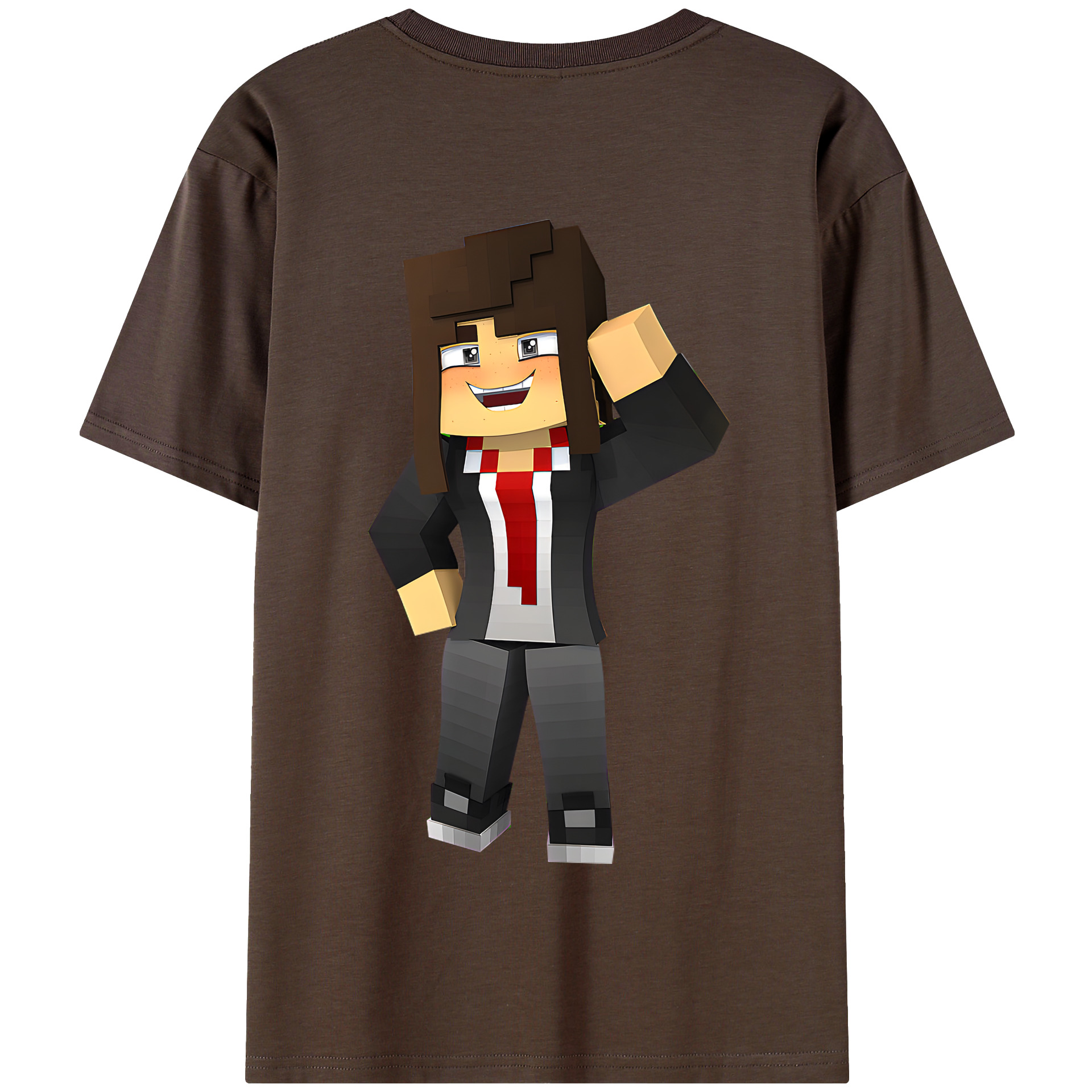 （画像用） マインクラフト ブロックの世界 Minecraft MC Block world 綿100％半袖Tシャツ（背面プリント）