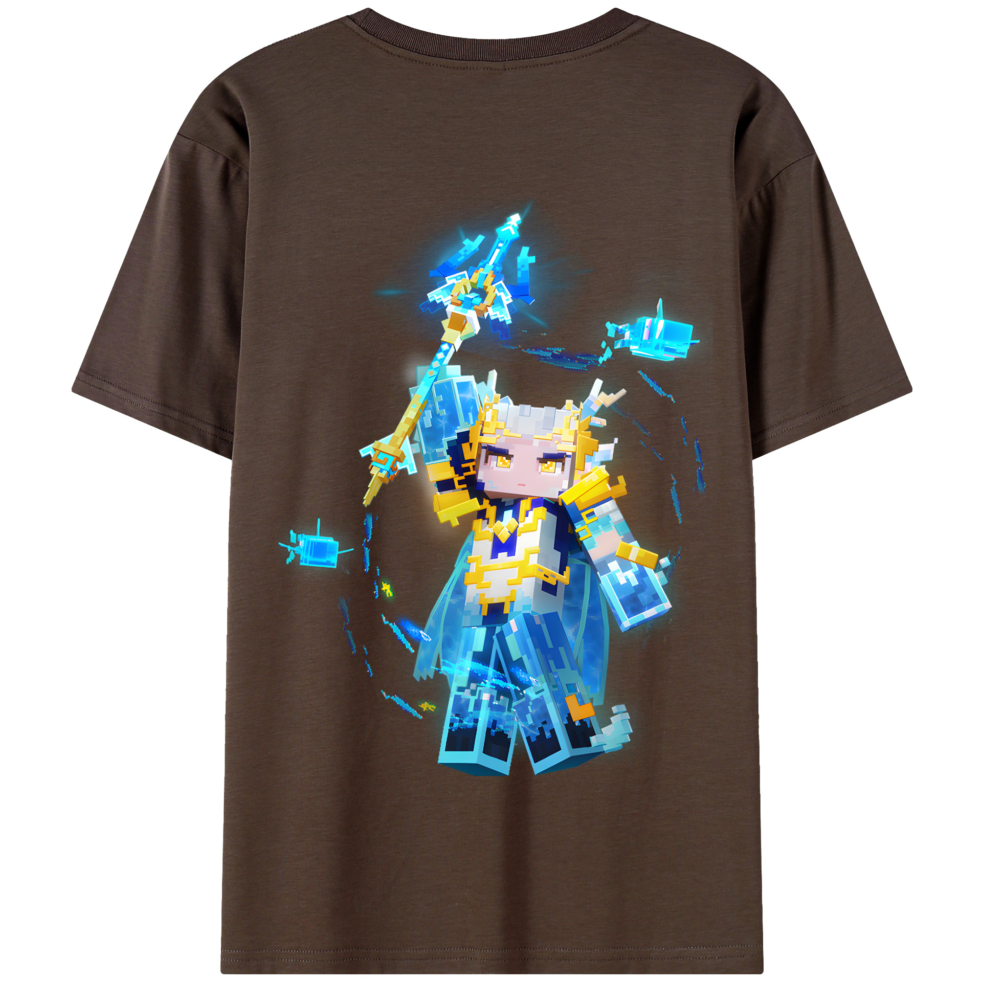 （画像用） マインクラフト ブロックの世界 Minecraft MC Block world 綿100％半袖Tシャツ（背面プリント）