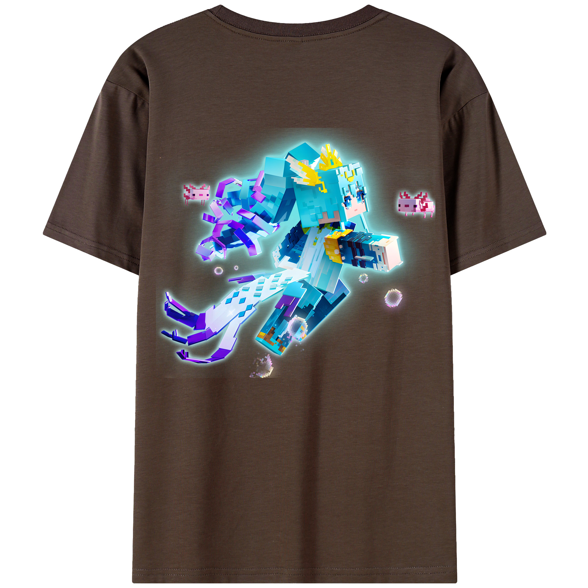 （画像用） マインクラフト ブロックの世界 Minecraft MC Block world 綿100％半袖Tシャツ（背面プリント）