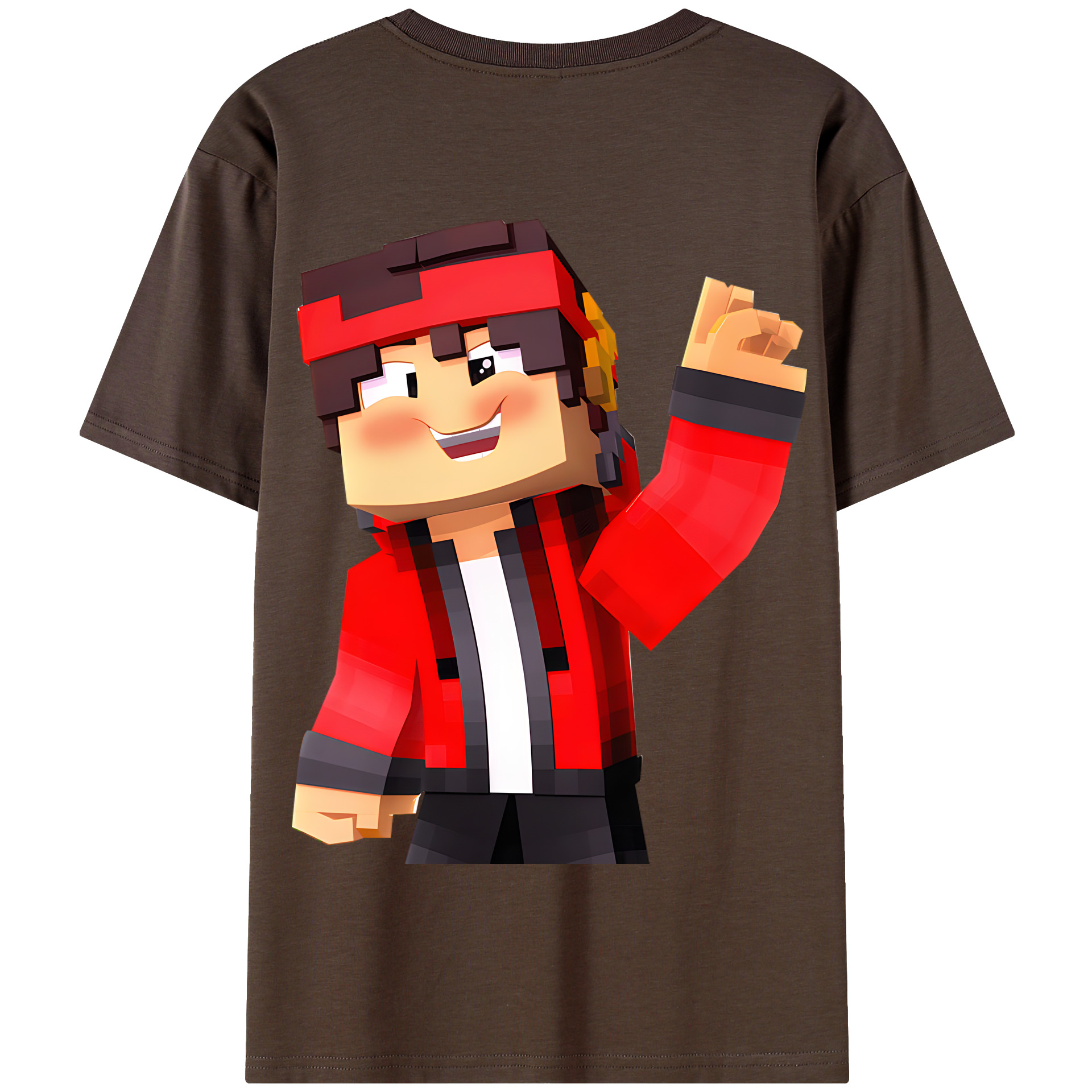 （画像用） マインクラフト ブロックの世界 Minecraft MC Block world 綿100％半袖Tシャツ（背面プリント）