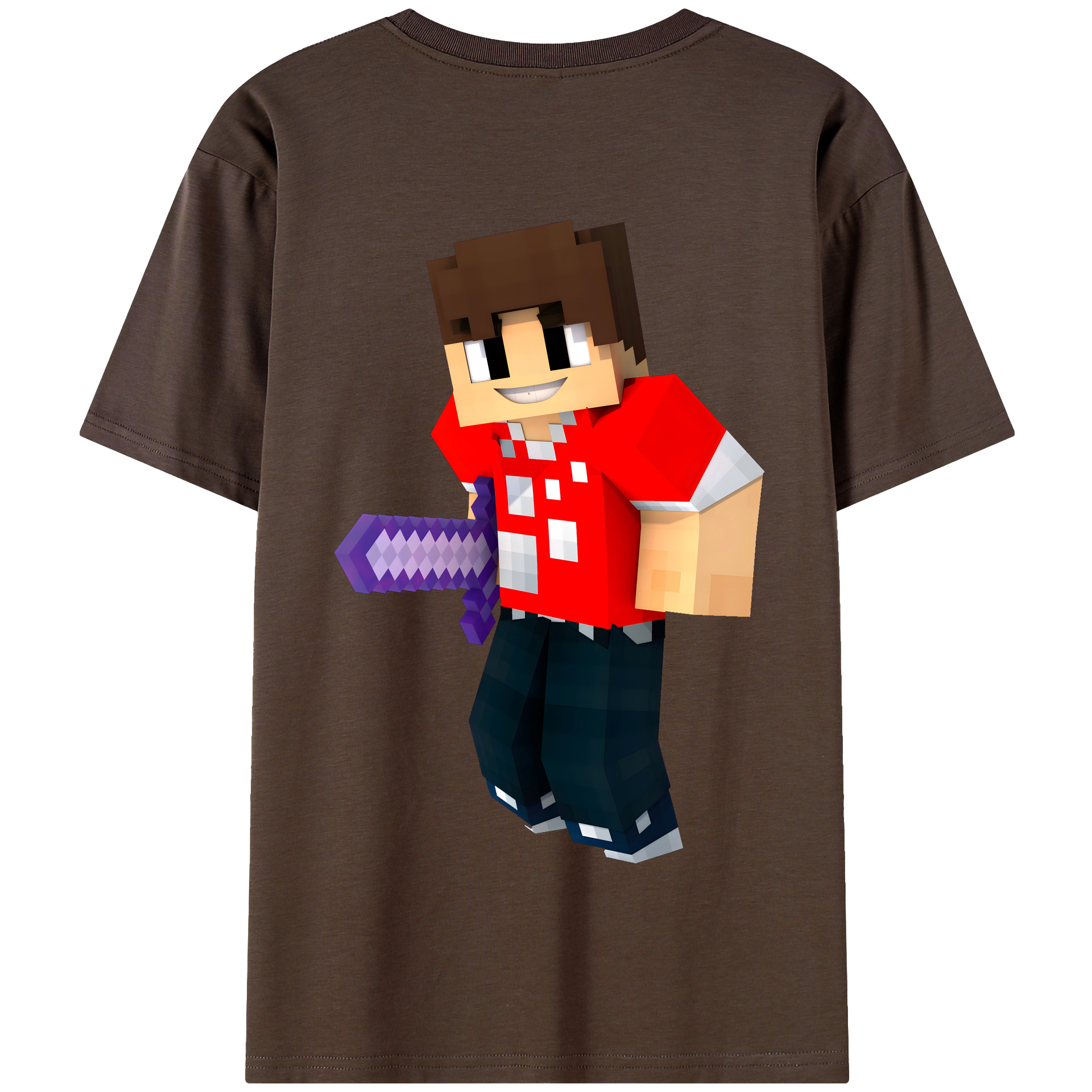 （画像用） マインクラフト ブロックの世界 Minecraft MC Block world 綿100％半袖Tシャツ（背面プリント）