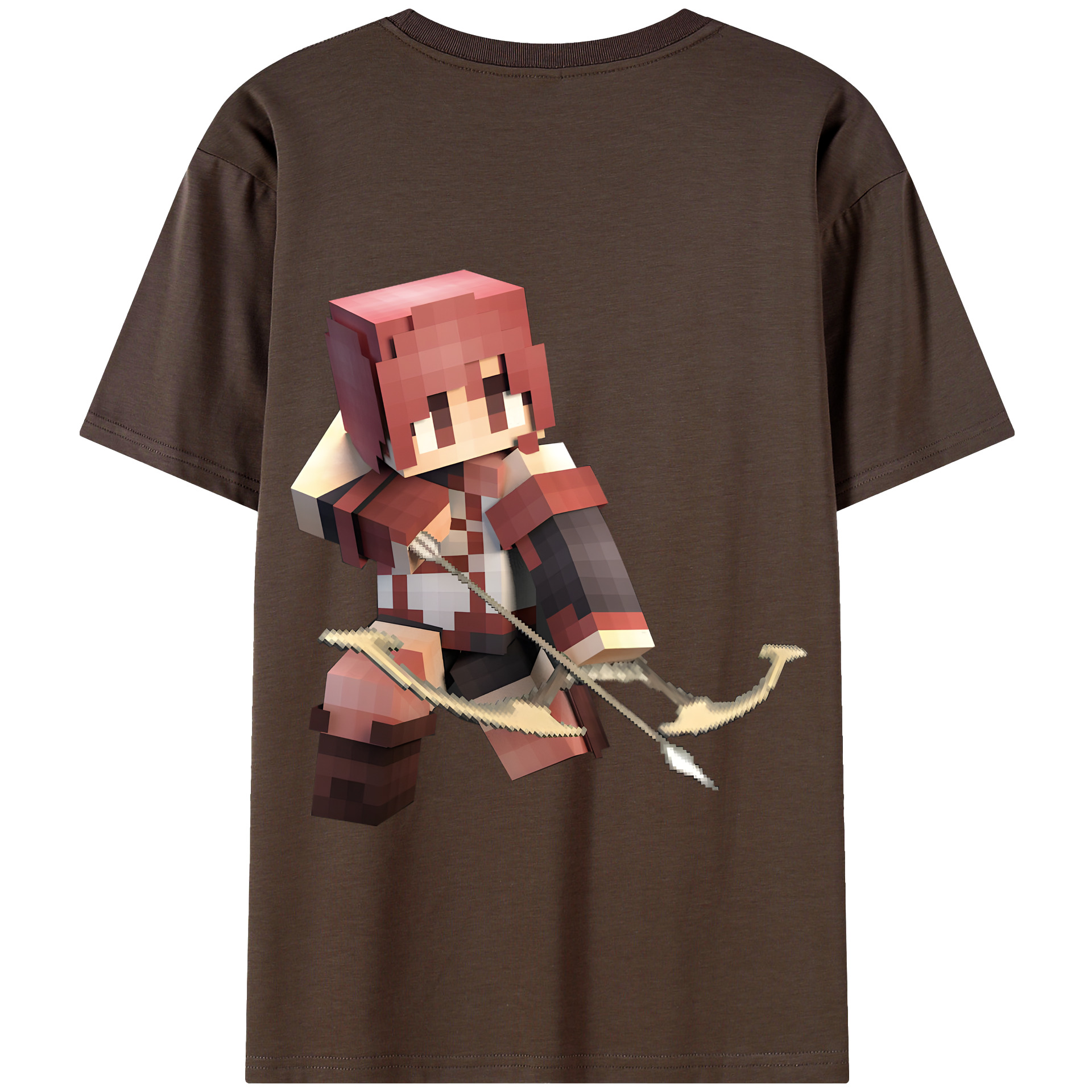 （画像用） マインクラフト ブロックの世界 Minecraft MC Block world 綿100％半袖Tシャツ（背面プリント）