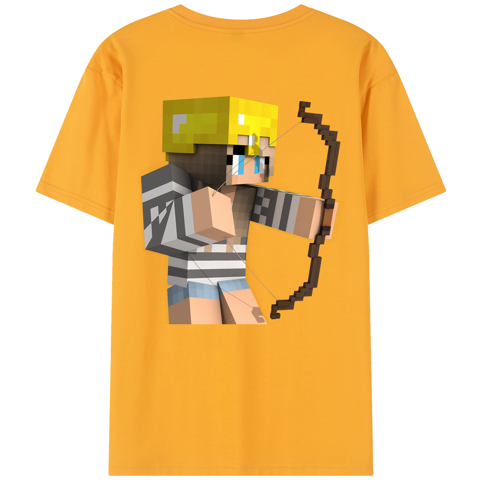 （画像用） マインクラフト ブロックの世界 Minecraft MC Block world 綿100％半袖Tシャツ（背面プリント）