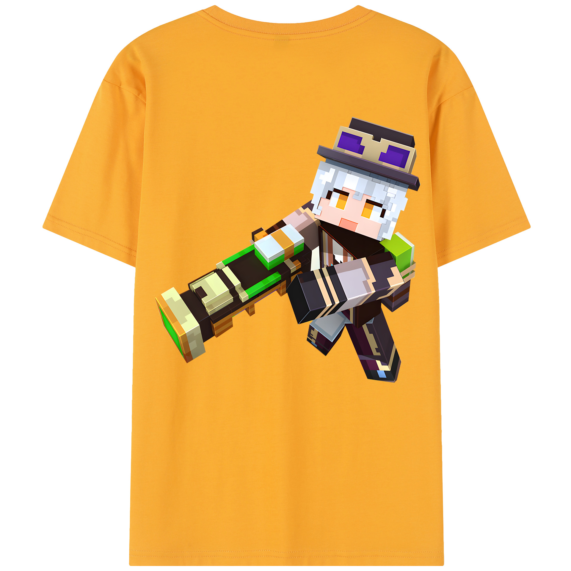 （画像用） マインクラフト ブロックの世界 Minecraft MC Block world 綿100％半袖Tシャツ（背面プリント）