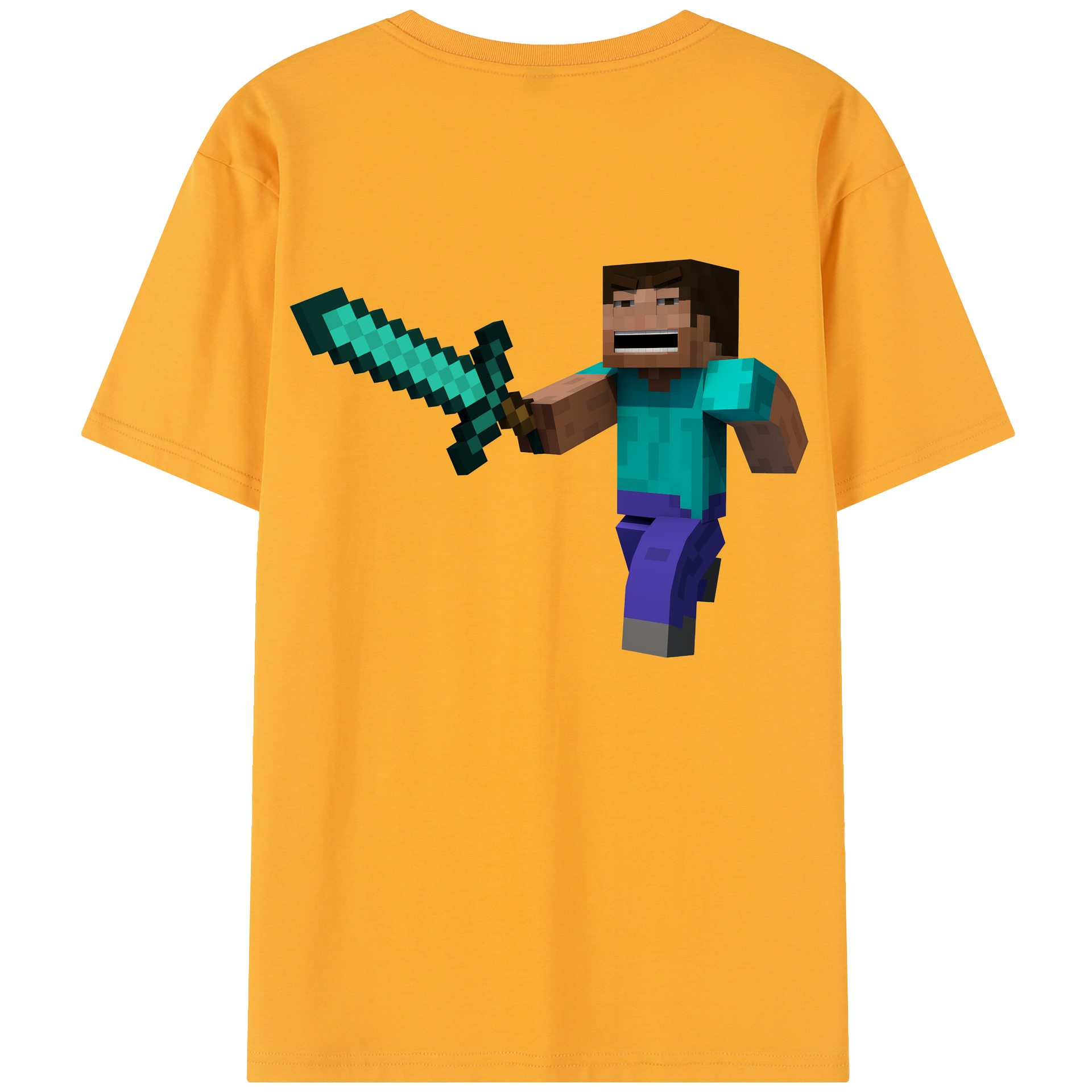 （画像用） マインクラフト ブロックの世界 Minecraft MC Block world 綿100％半袖Tシャツ（背面プリント）