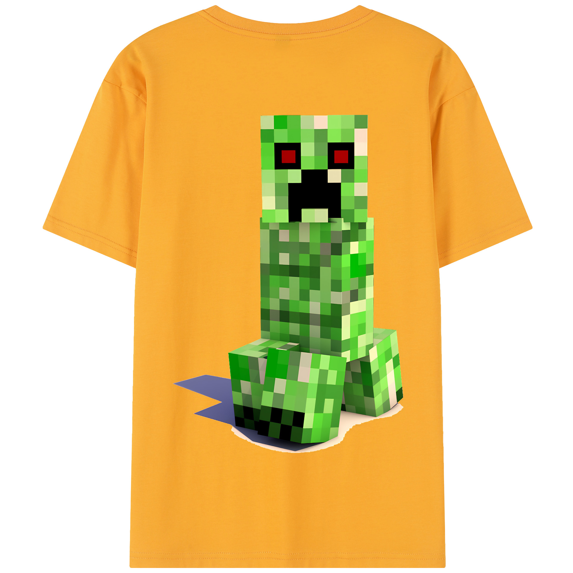 （画像用） マインクラフト ブロックの世界 Minecraft MC Block world 綿100％半袖Tシャツ（背面プリント）