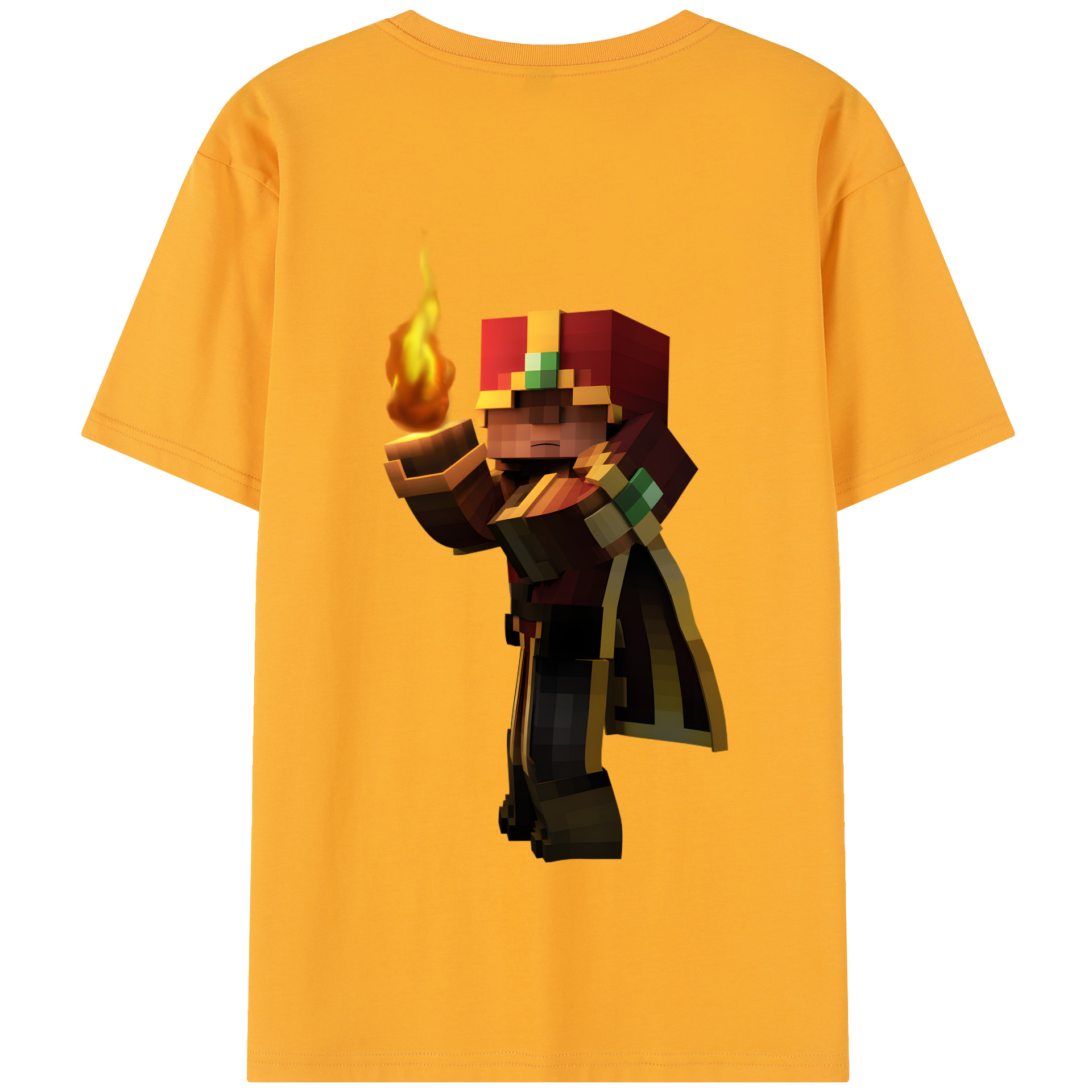 （画像用） マインクラフト ブロックの世界 Minecraft MC Block world 綿100％半袖Tシャツ（背面プリント）