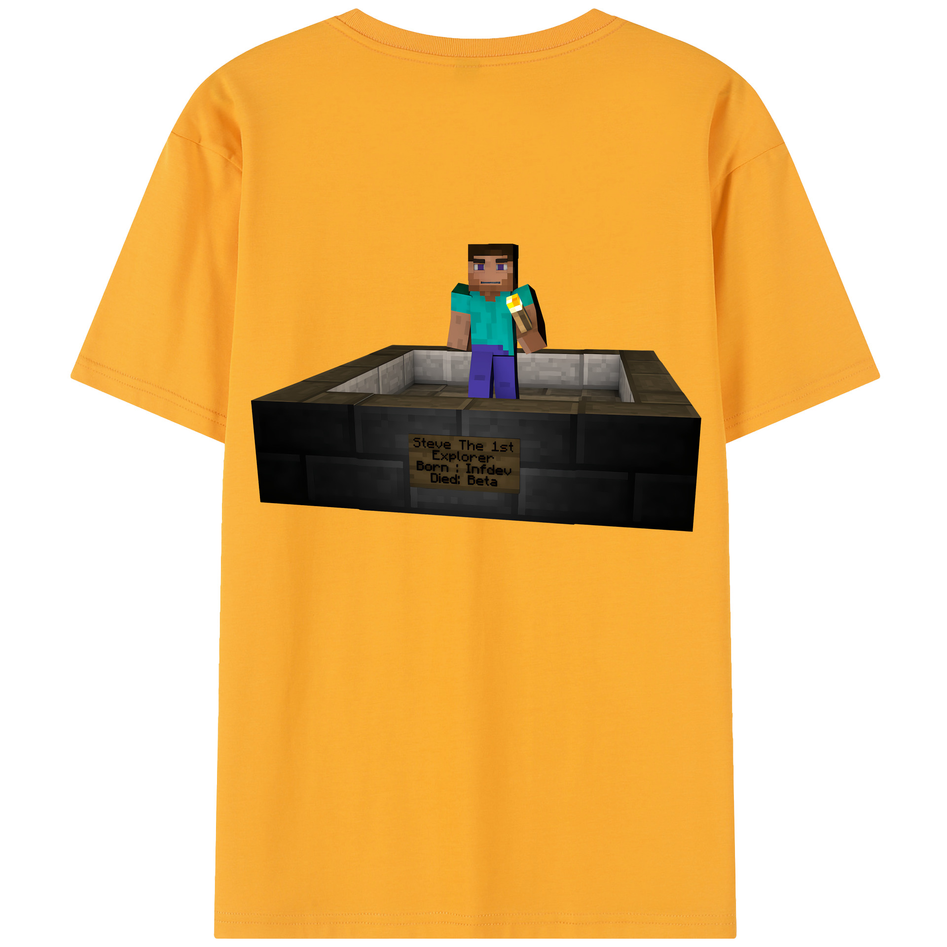 （画像用） マインクラフト ブロックの世界 Minecraft MC Block world 綿100％半袖Tシャツ（背面プリント）