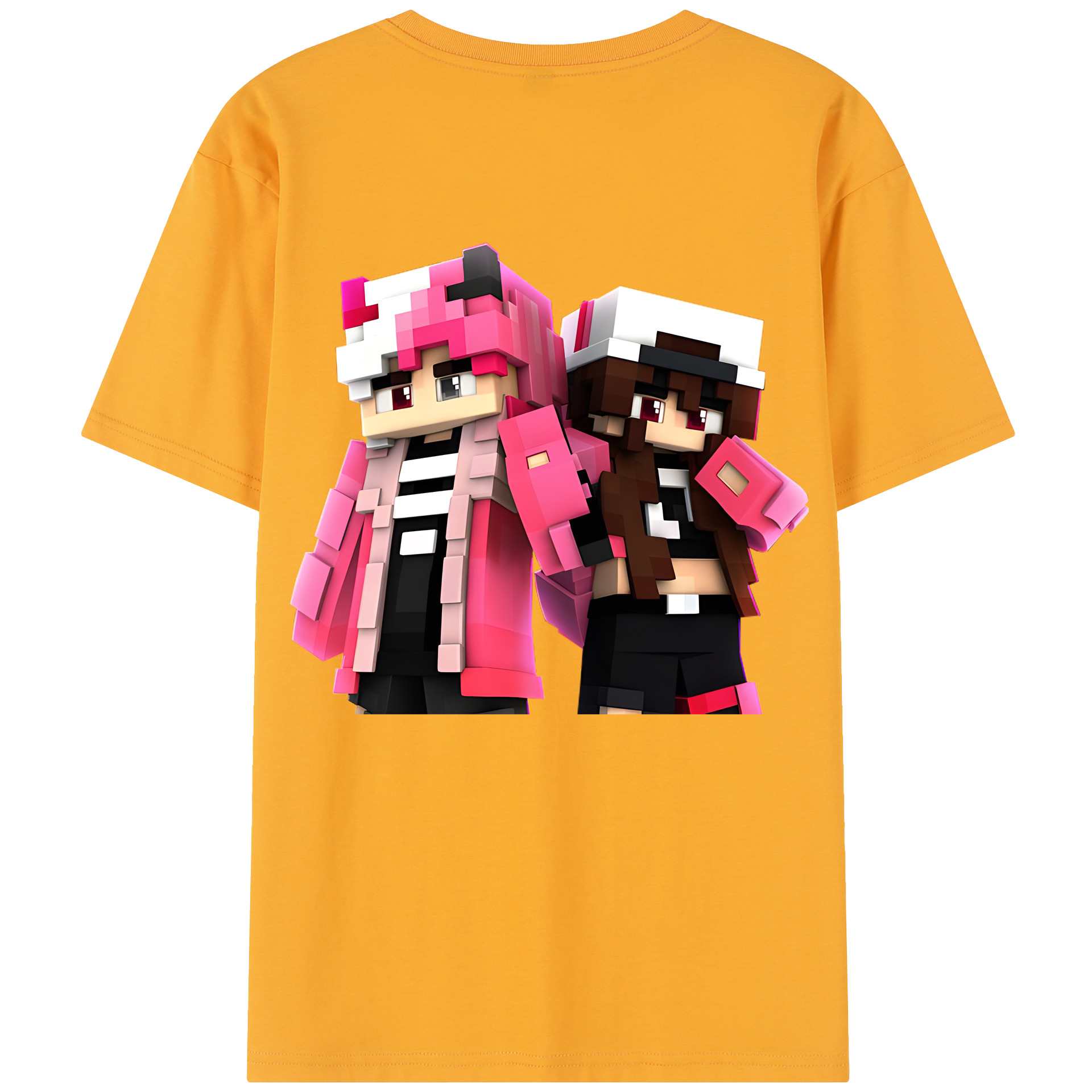 （画像用） マインクラフト ブロックの世界 Minecraft MC Block world 綿100％半袖Tシャツ（背面プリント）