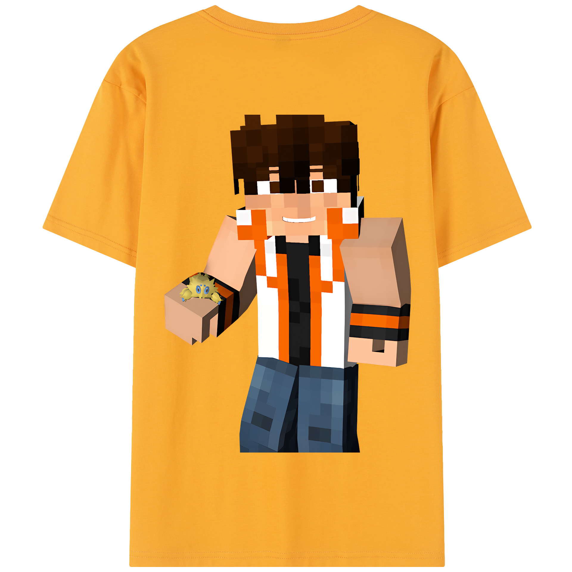 （画像用） マインクラフト ブロックの世界 Minecraft MC Block world 綿100％半袖Tシャツ（背面プリント）