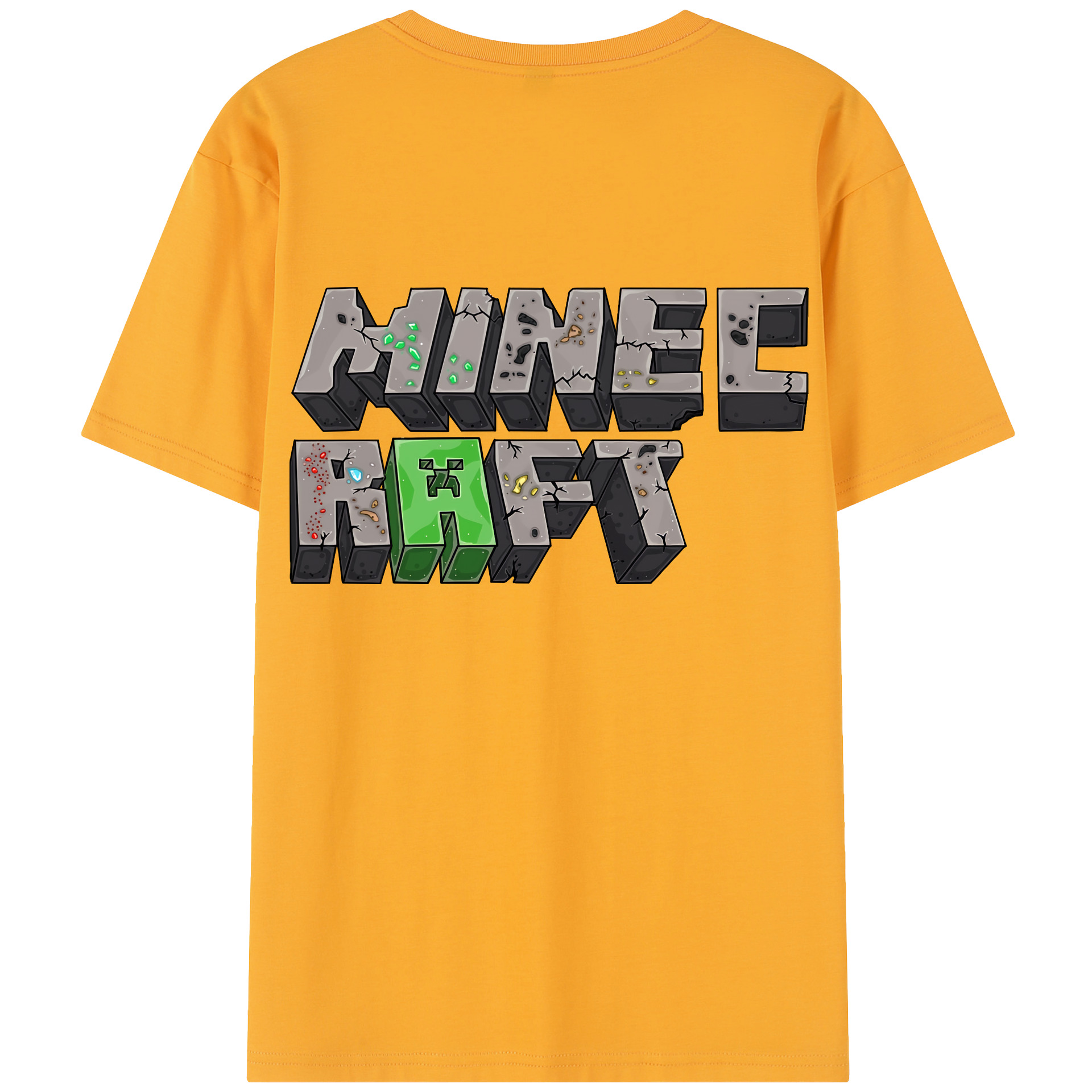 （画像用） マインクラフト ブロックの世界 Minecraft MC Block world 綿100％半袖Tシャツ（背面プリント）