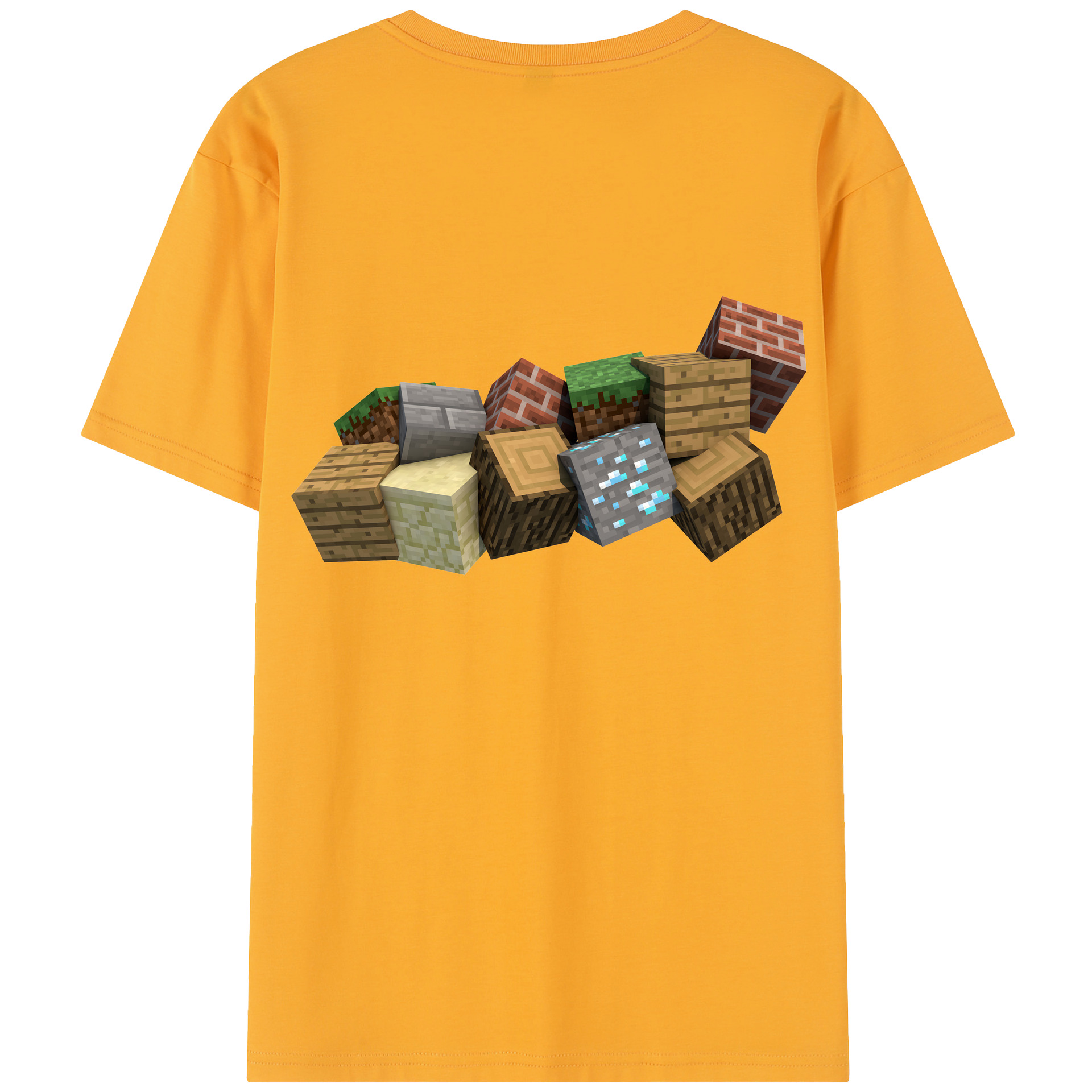（画像用） マインクラフト ブロックの世界 Minecraft MC Block world 綿100％半袖Tシャツ（背面プリント）
