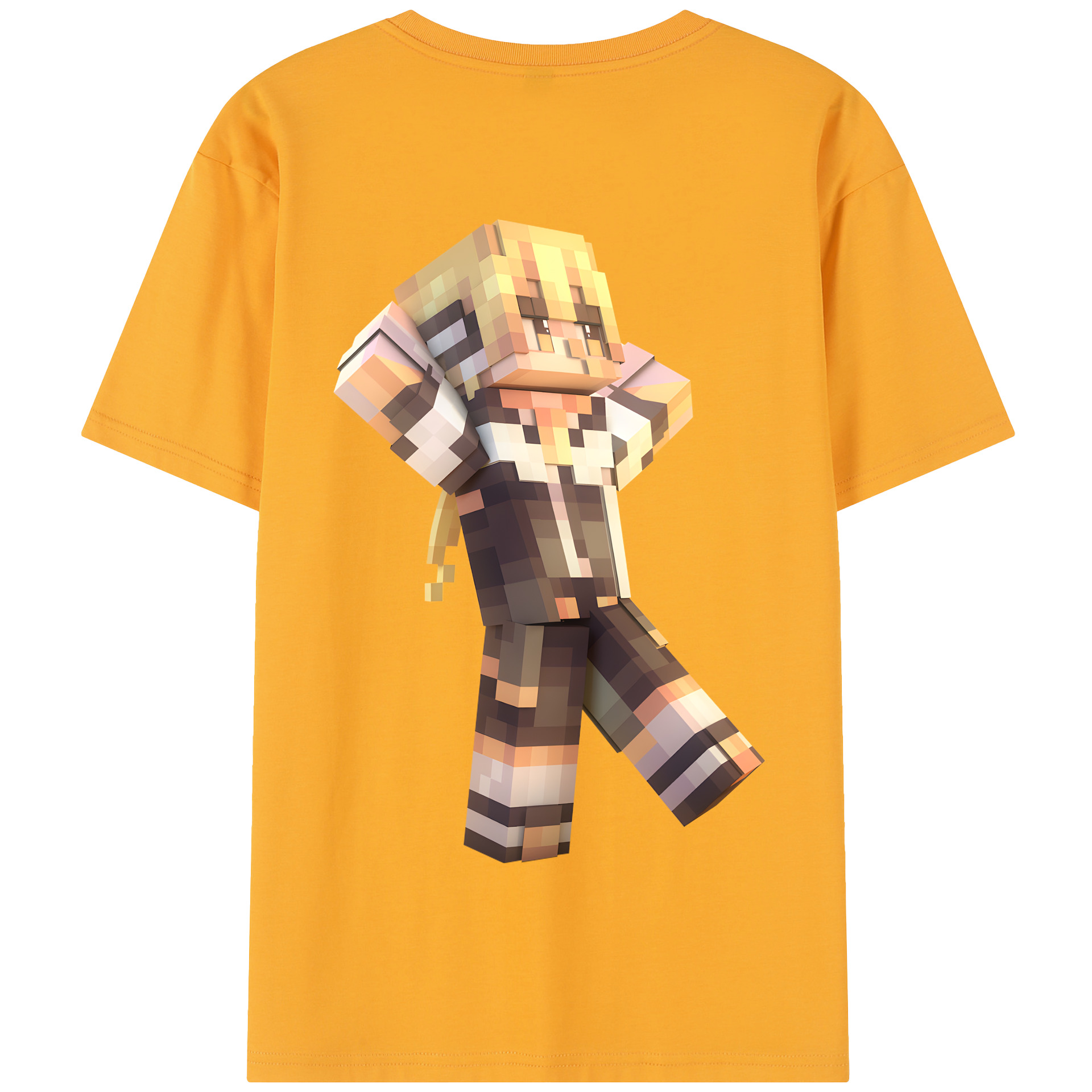 （画像用） マインクラフト ブロックの世界 Minecraft MC Block world 綿100％半袖Tシャツ（背面プリント）