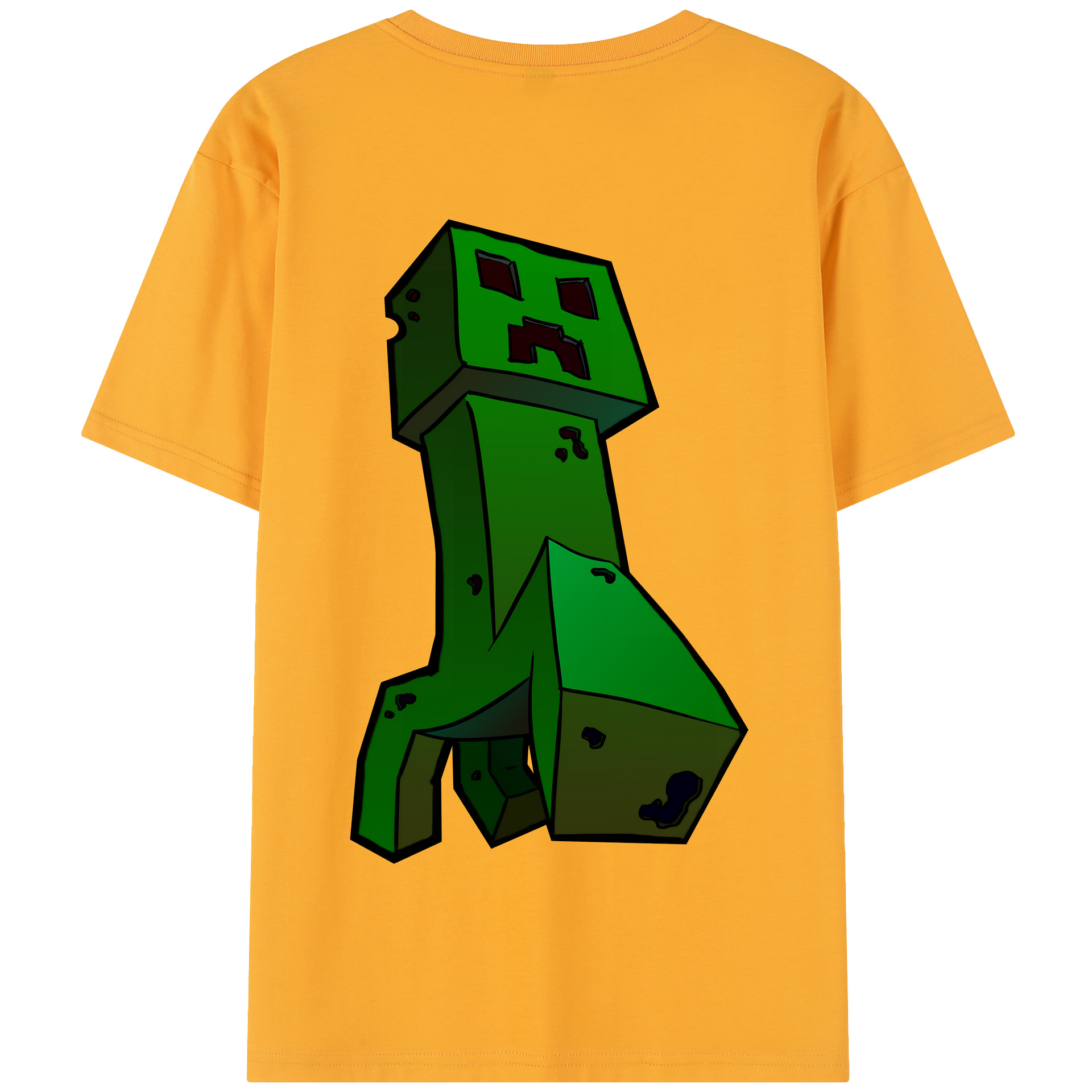 （画像用） マインクラフト ブロックの世界 Minecraft MC Block world 綿100％半袖Tシャツ（背面プリント）