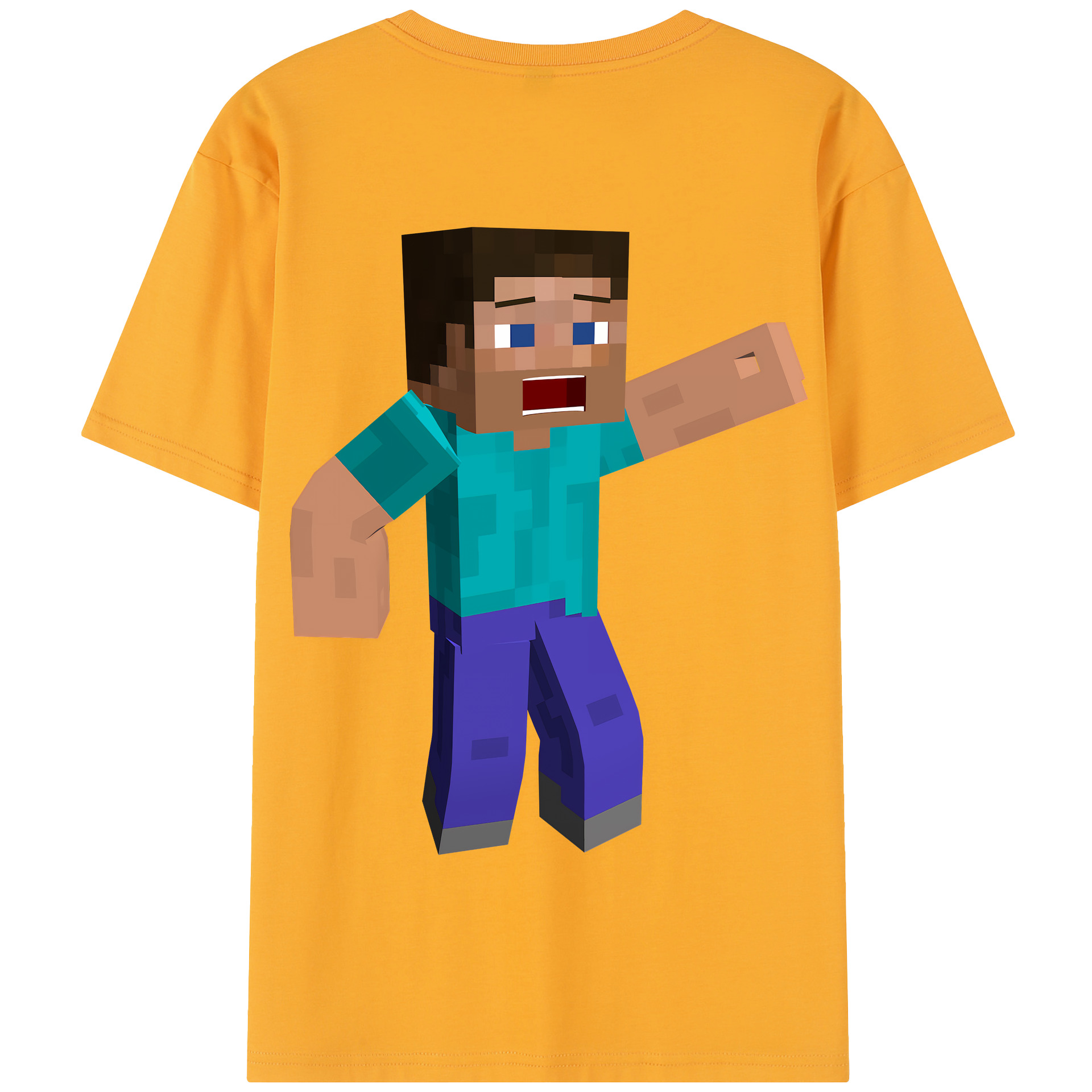 （画像用） マインクラフト ブロックの世界 Minecraft MC Block world 綿100％半袖Tシャツ（背面プリント）