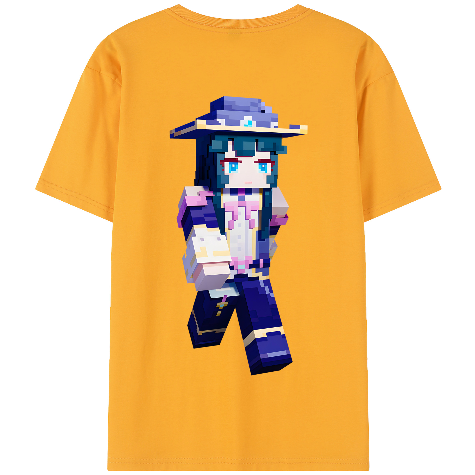 （画像用） マインクラフト ブロックの世界 Minecraft MC Block world 綿100％半袖Tシャツ（背面プリント）