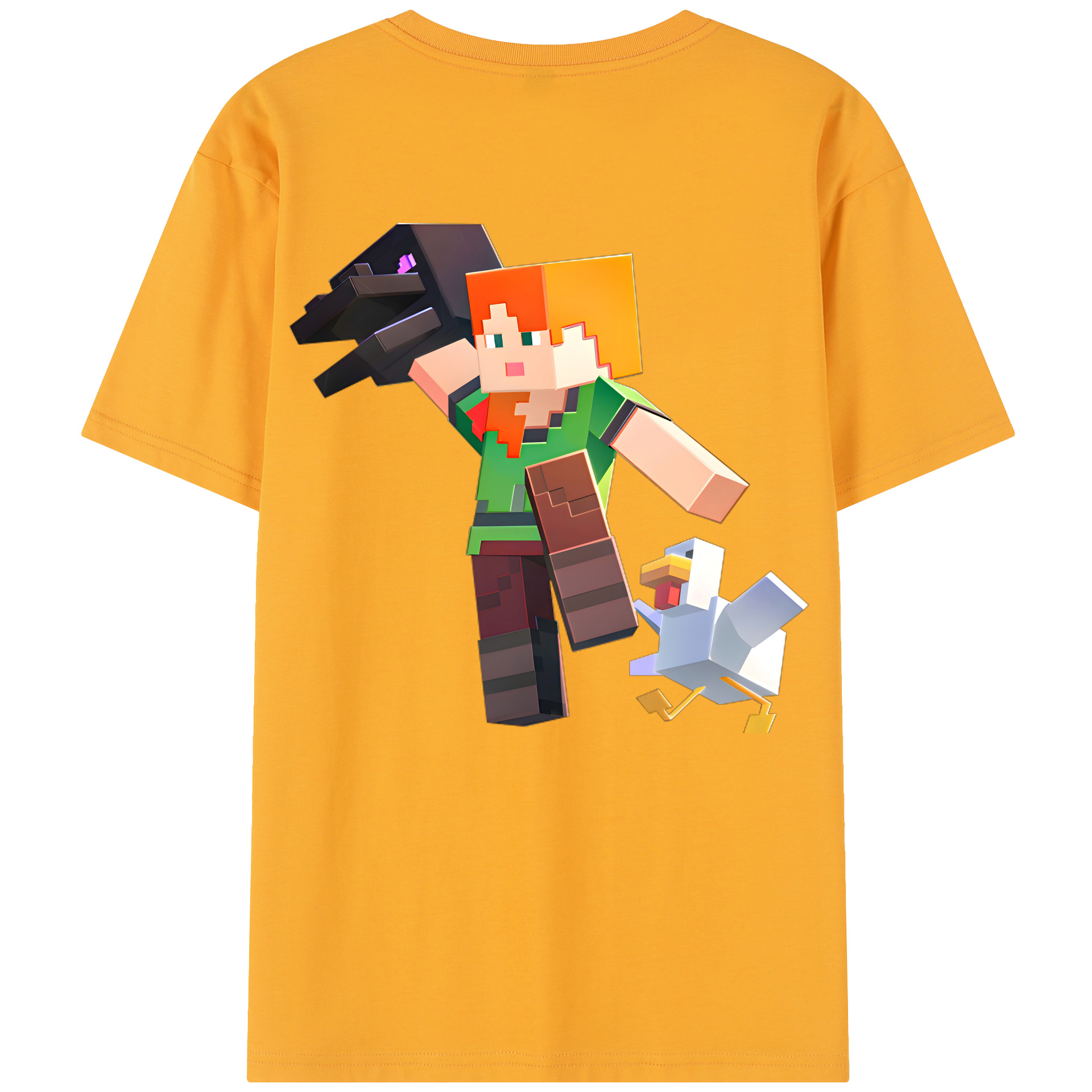 （画像用） マインクラフト ブロックの世界 Minecraft MC Block world 綿100％半袖Tシャツ（背面プリント）