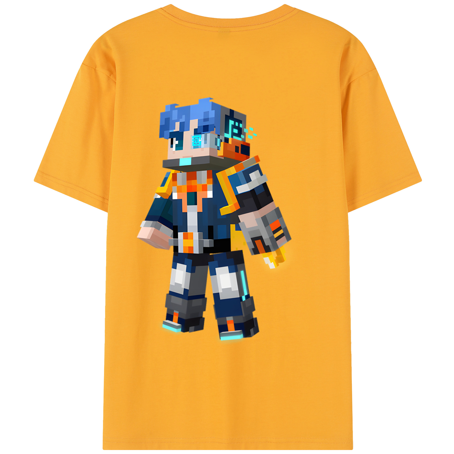 （画像用） マインクラフト ブロックの世界 Minecraft MC Block world 綿100％半袖Tシャツ（背面プリント）