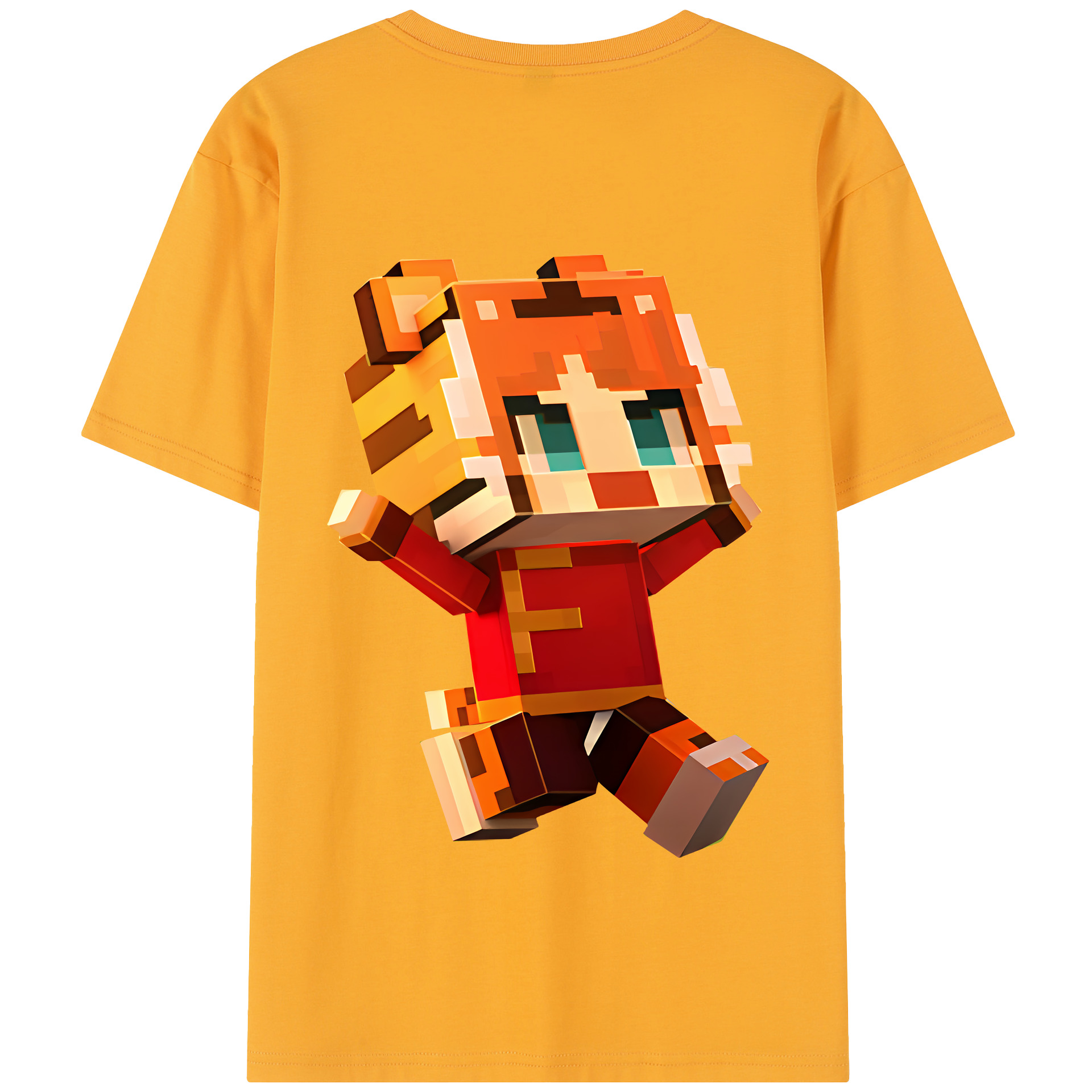 （画像用） マインクラフト ブロックの世界 Minecraft MC Block world 綿100％半袖Tシャツ（背面プリント）