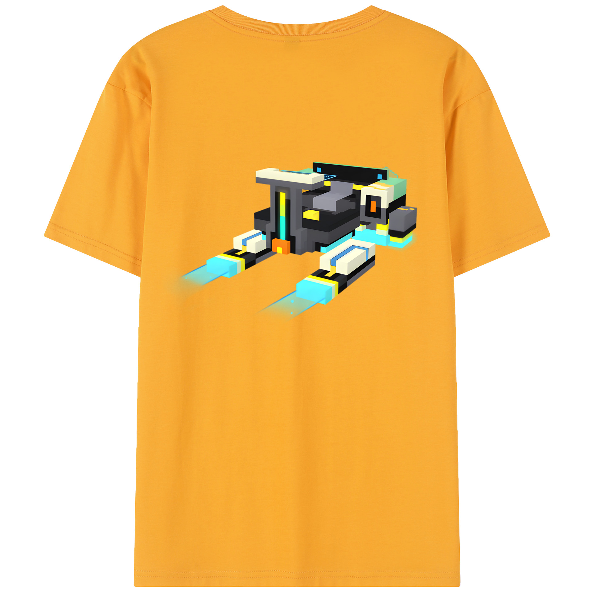 （画像用） マインクラフト ブロックの世界 Minecraft MC Block world 綿100％半袖Tシャツ（背面プリント）