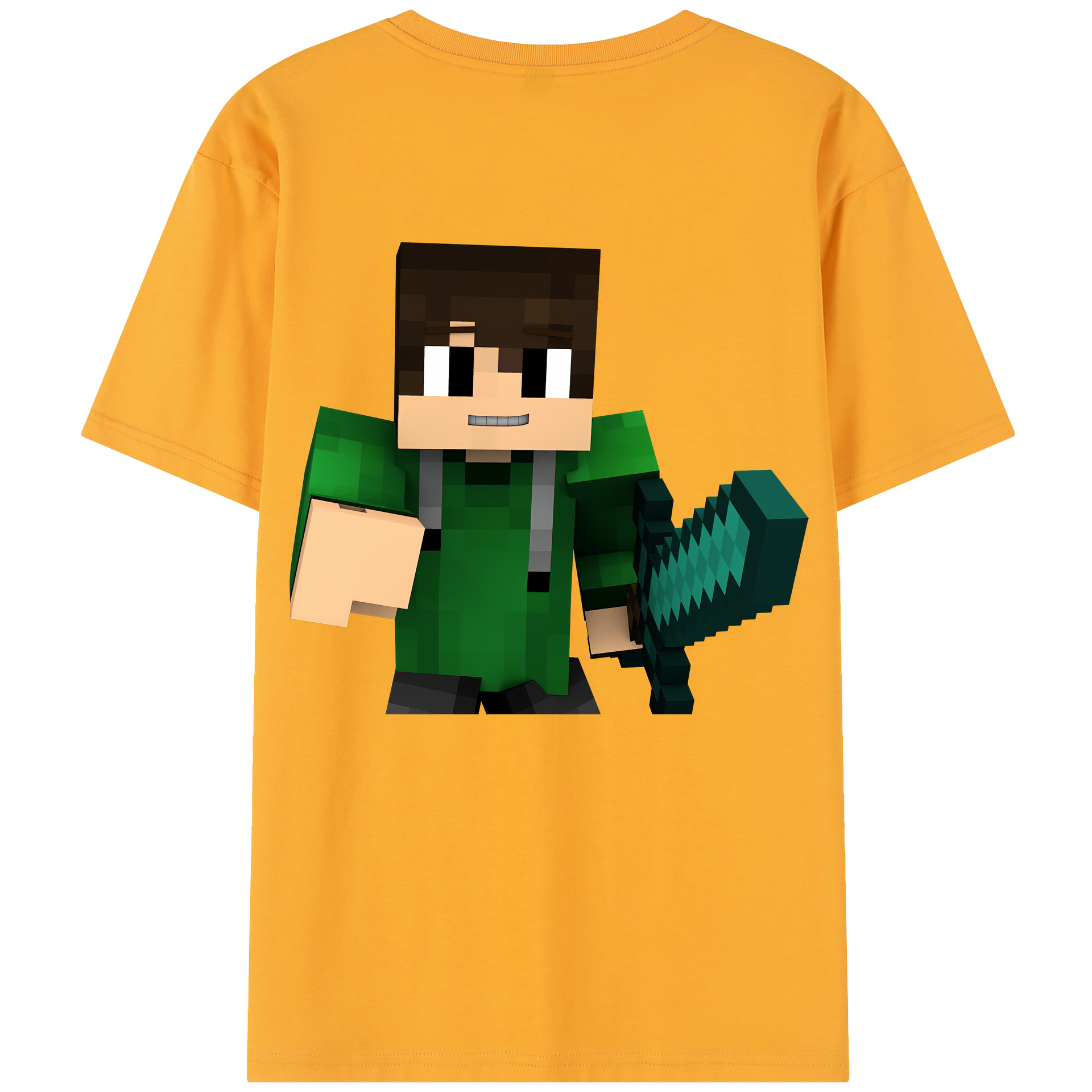 （画像用） マインクラフト ブロックの世界 Minecraft MC Block world 綿100％半袖Tシャツ（背面プリント）