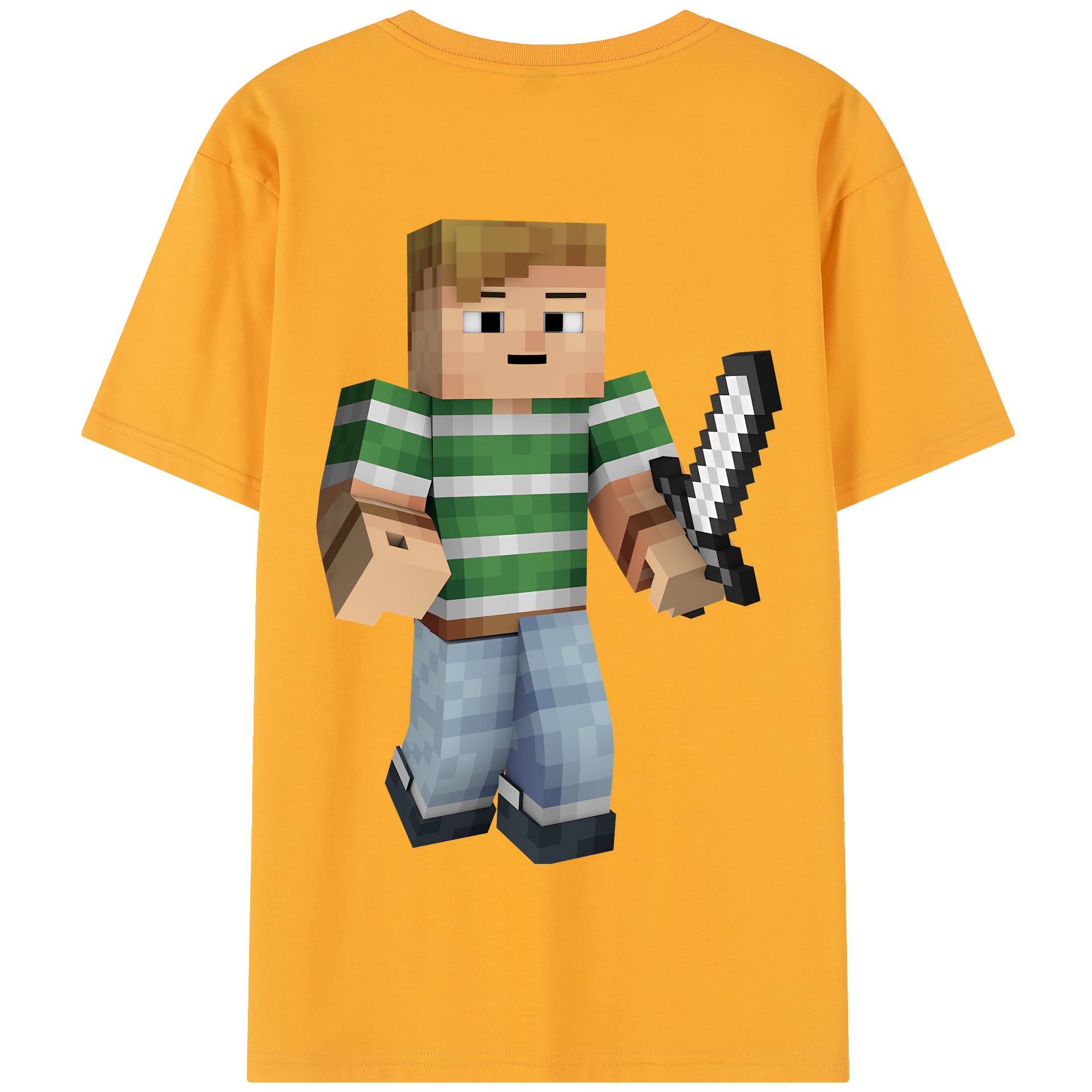（画像用） マインクラフト ブロックの世界 Minecraft MC Block world 綿100％半袖Tシャツ（背面プリント）