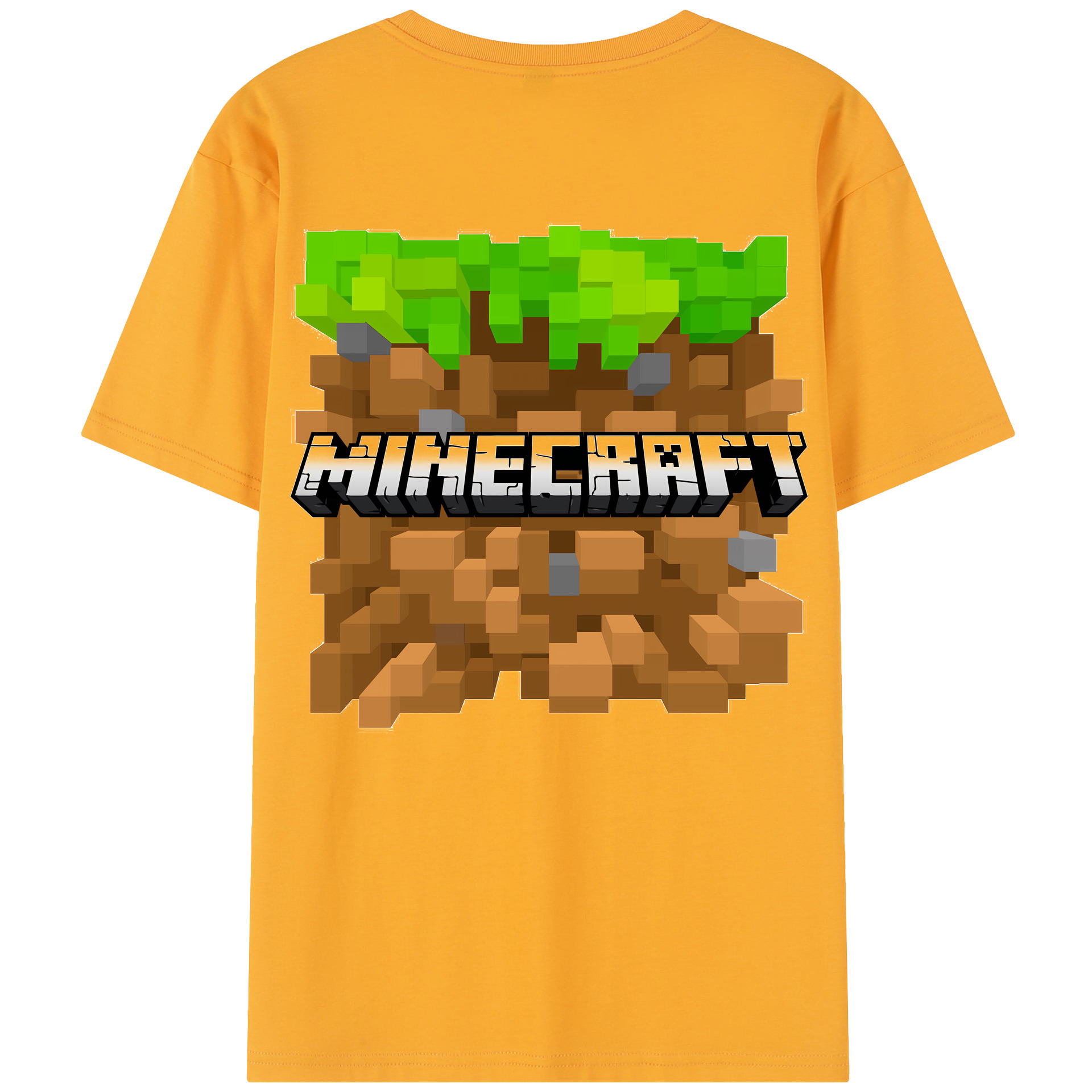 （画像用） マインクラフト ブロックの世界 Minecraft MC Block world 綿100％半袖Tシャツ（背面プリント）