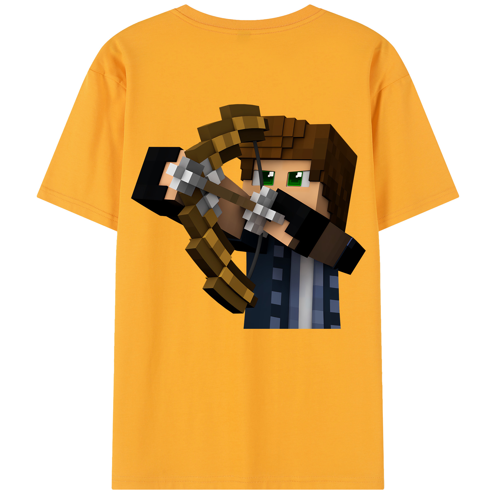 （画像用） マインクラフト ブロックの世界 Minecraft MC Block world 綿100％半袖Tシャツ（背面プリント）