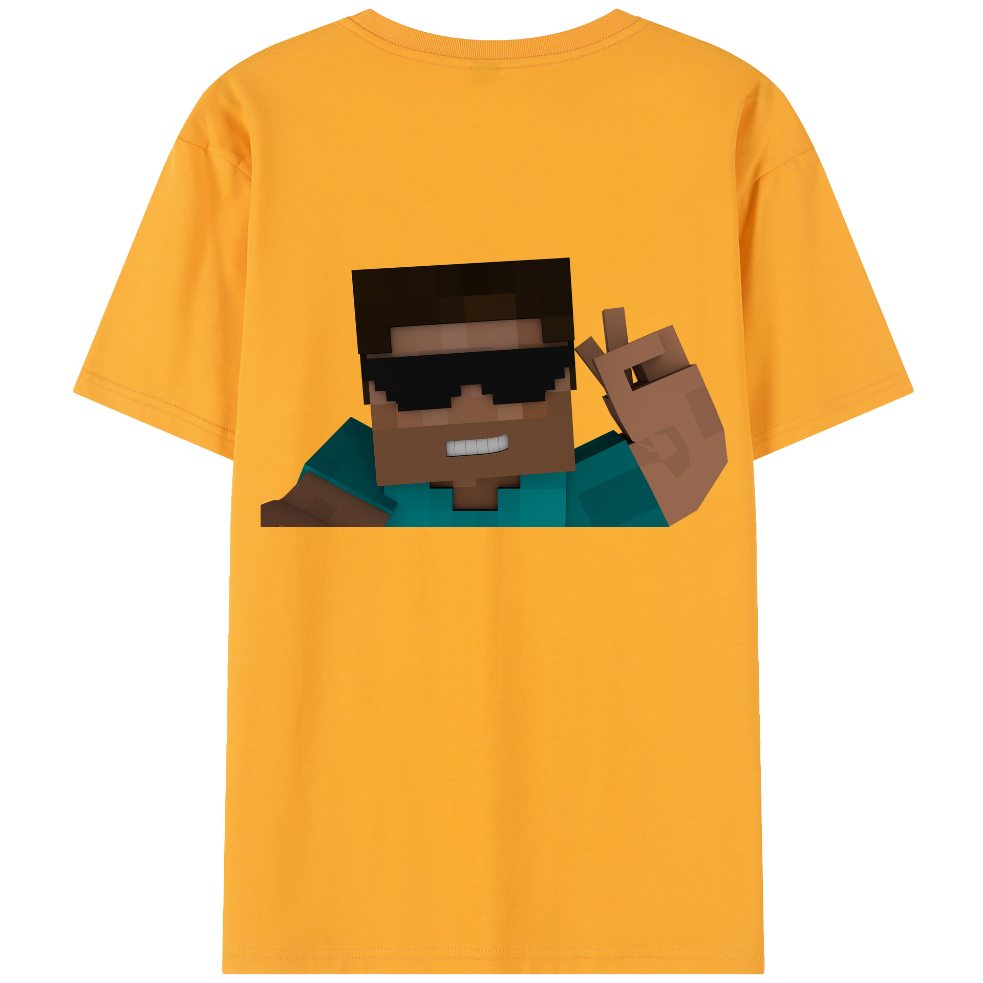 （画像用） マインクラフト ブロックの世界 Minecraft MC Block world 綿100％半袖Tシャツ（背面プリント）