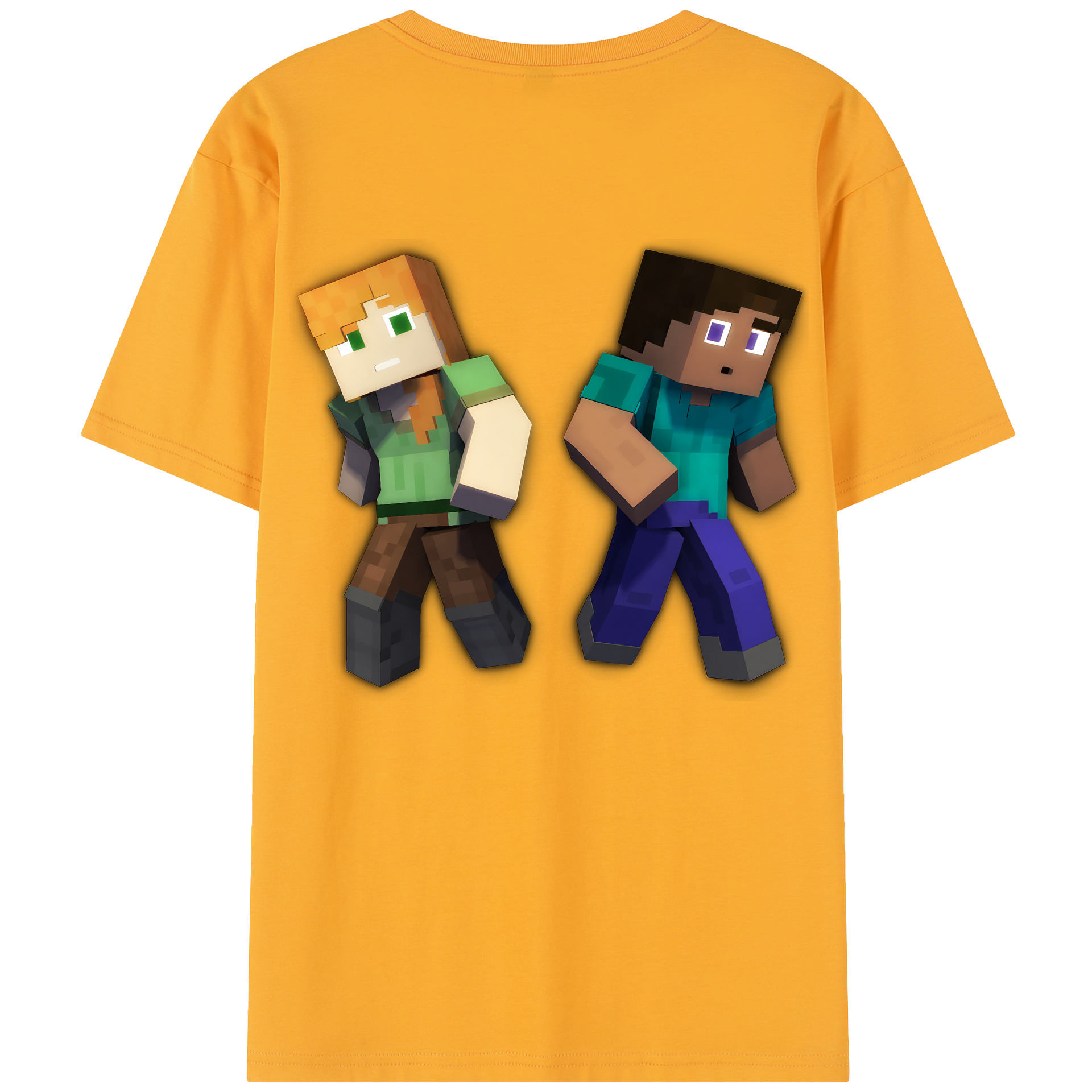 （画像用） マインクラフト ブロックの世界 Minecraft MC Block world 綿100％半袖Tシャツ（背面プリント）