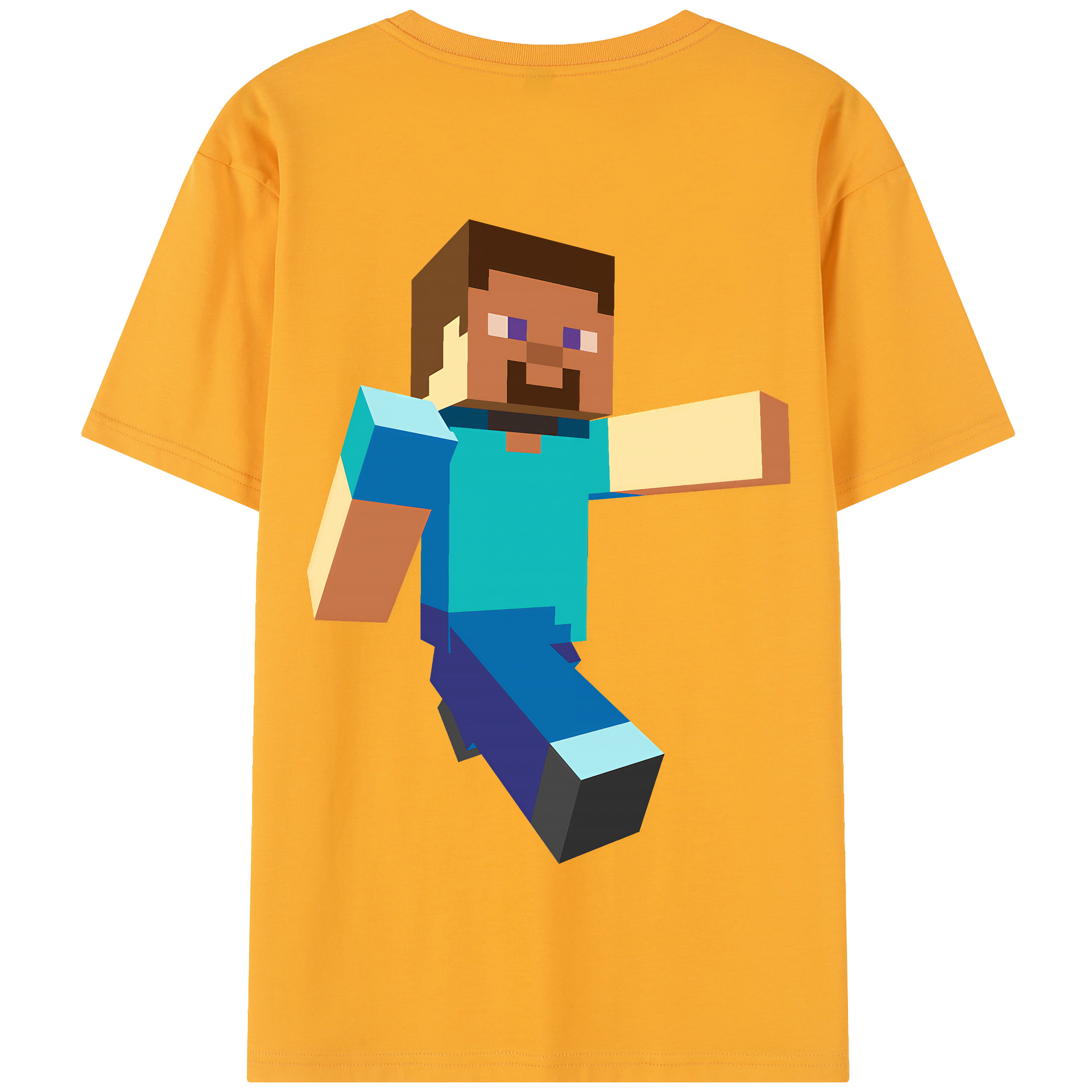 （画像用） マインクラフト ブロックの世界 Minecraft MC Block world 綿100％半袖Tシャツ（背面プリント）