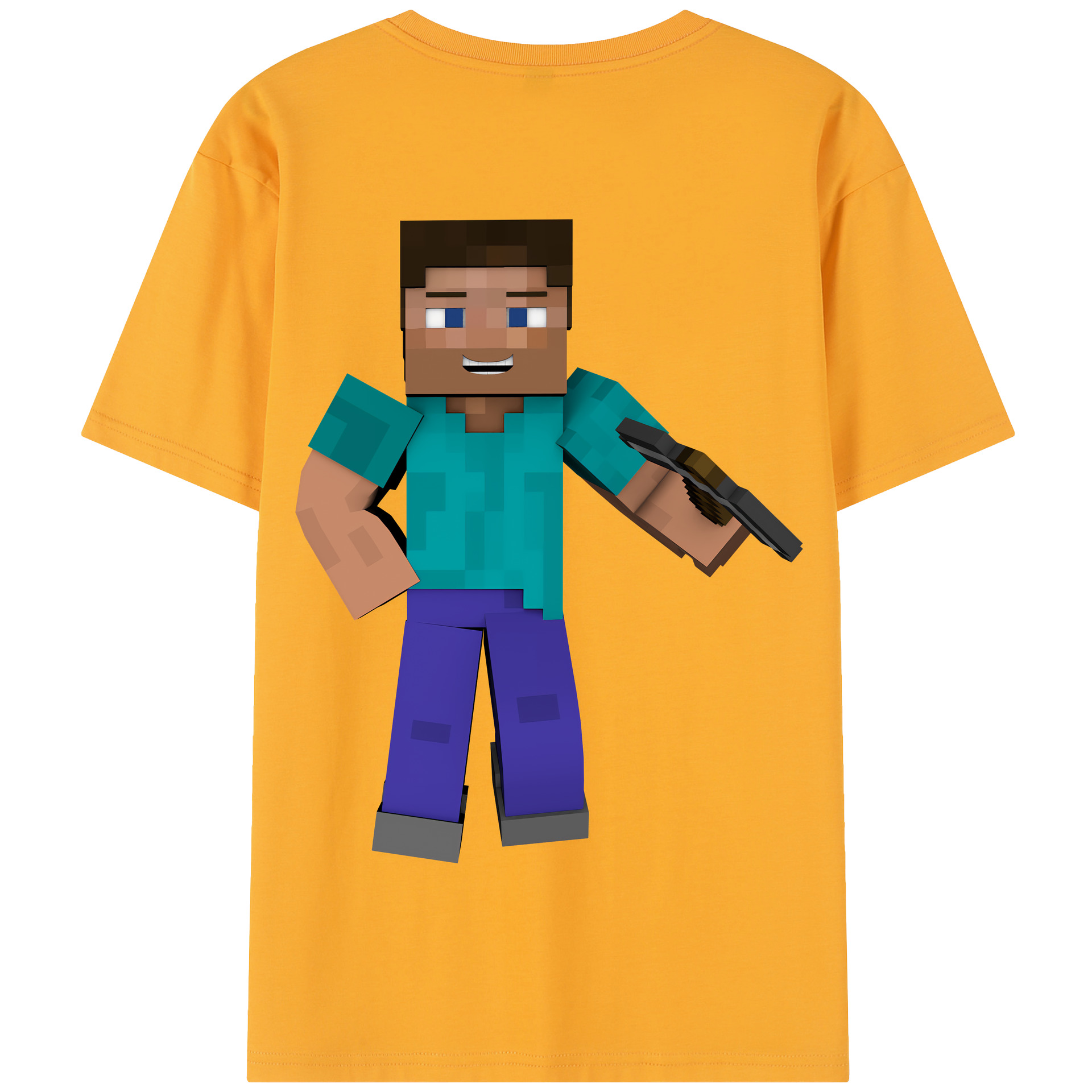 （画像用） マインクラフト ブロックの世界 Minecraft MC Block world 綿100％半袖Tシャツ（背面プリント）